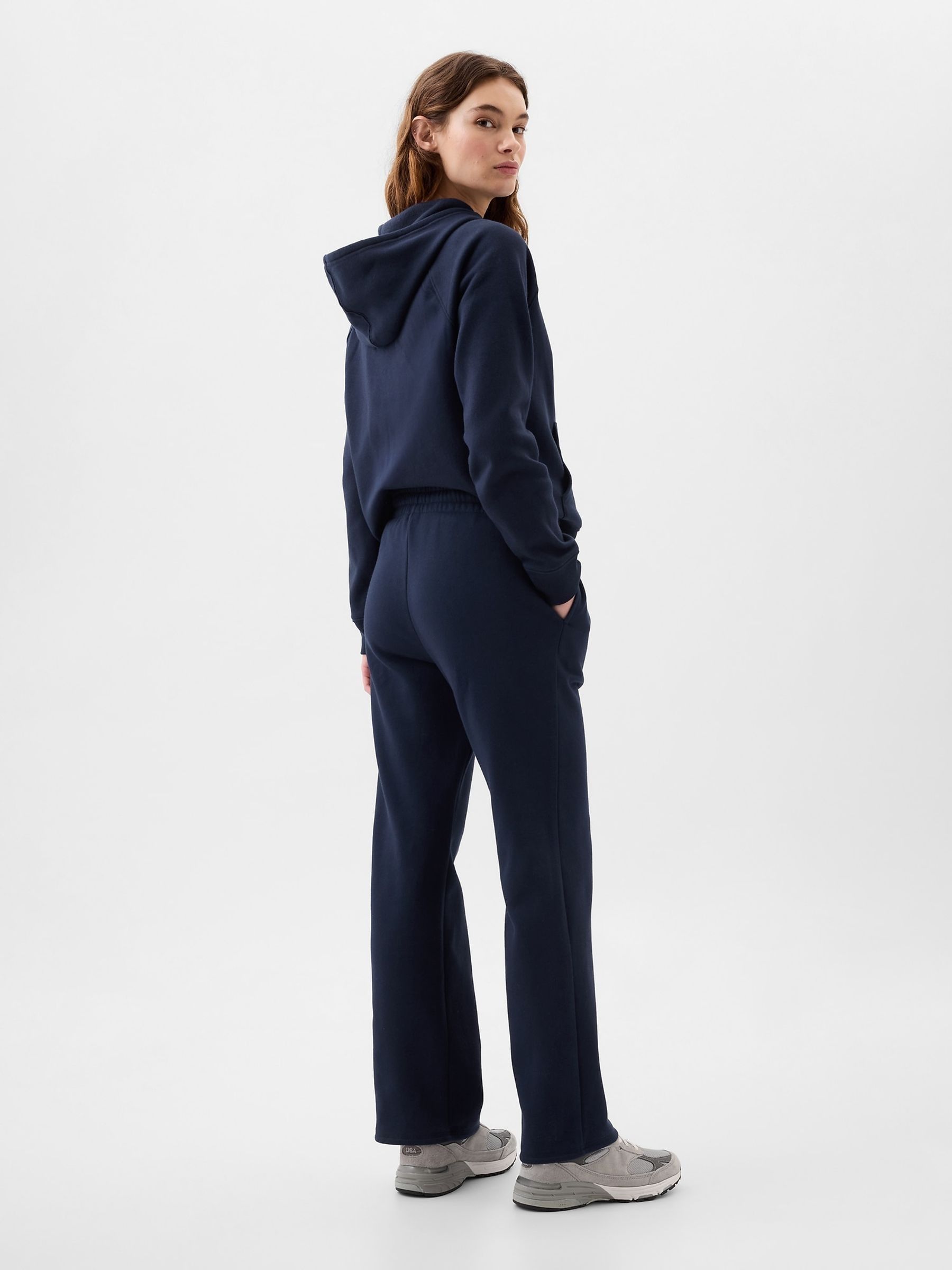Navy Blue Flared Logo Vintage Fleece-Lined Joggers - Image 2 of 4