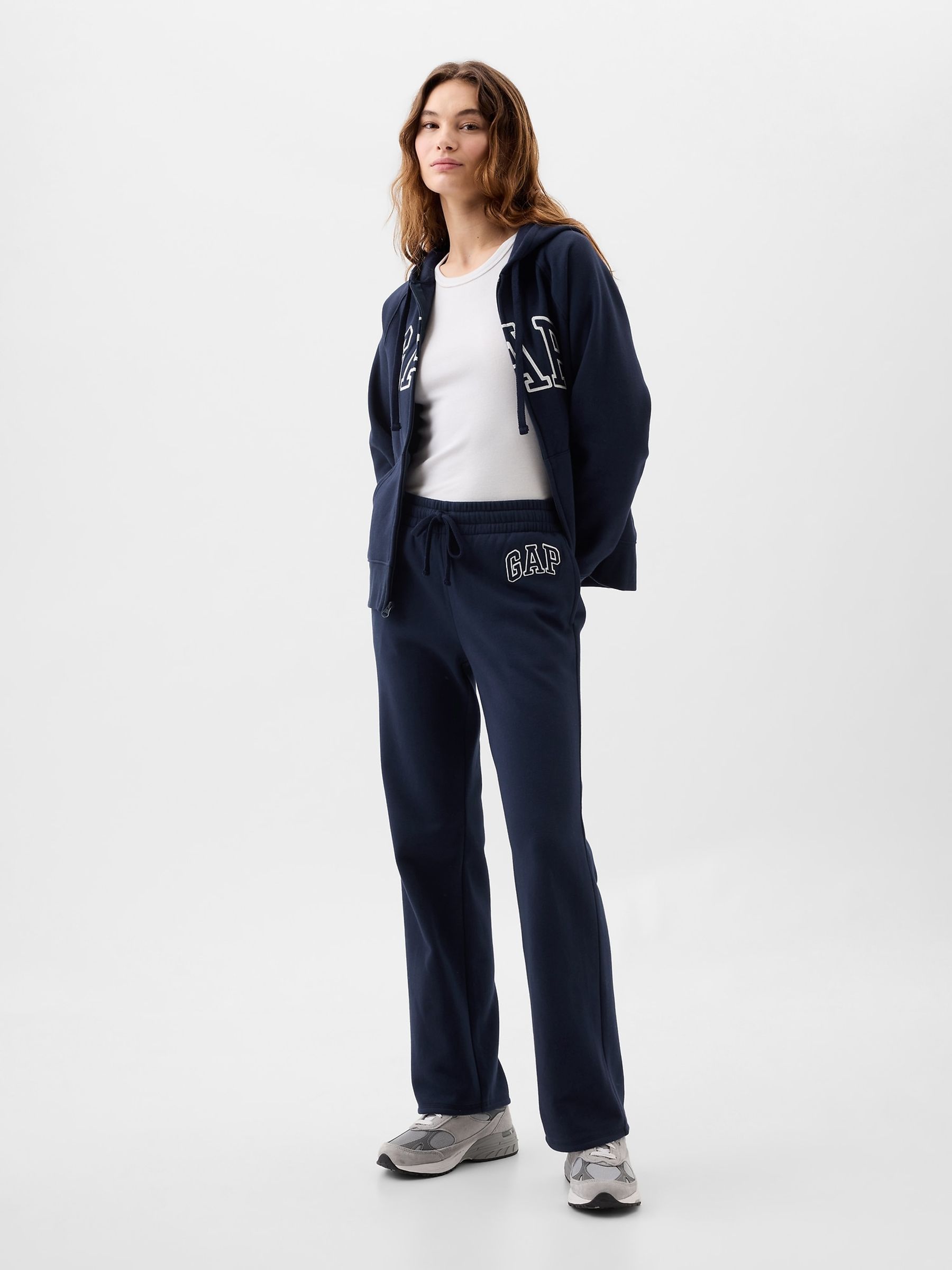 Navy Blue Flared Logo Vintage Fleece-Lined Joggers - Image 3 of 4