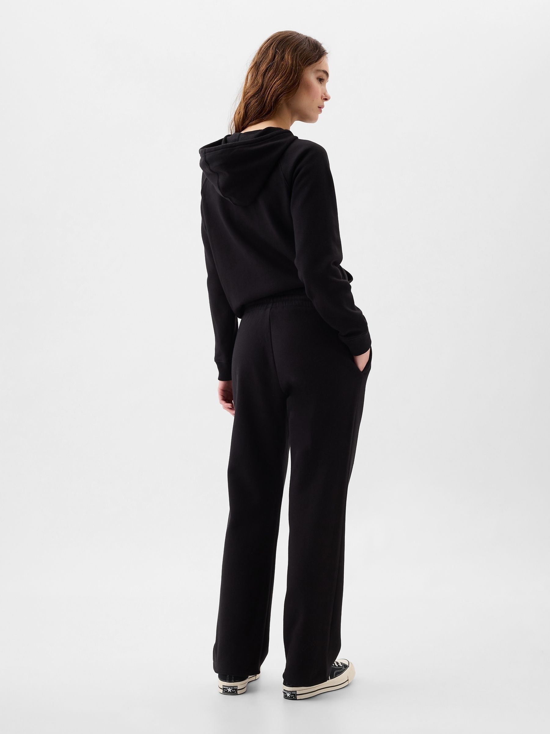 Black Flared Logo Vintage Fleece-Lined Joggers - Image 2 of 4
