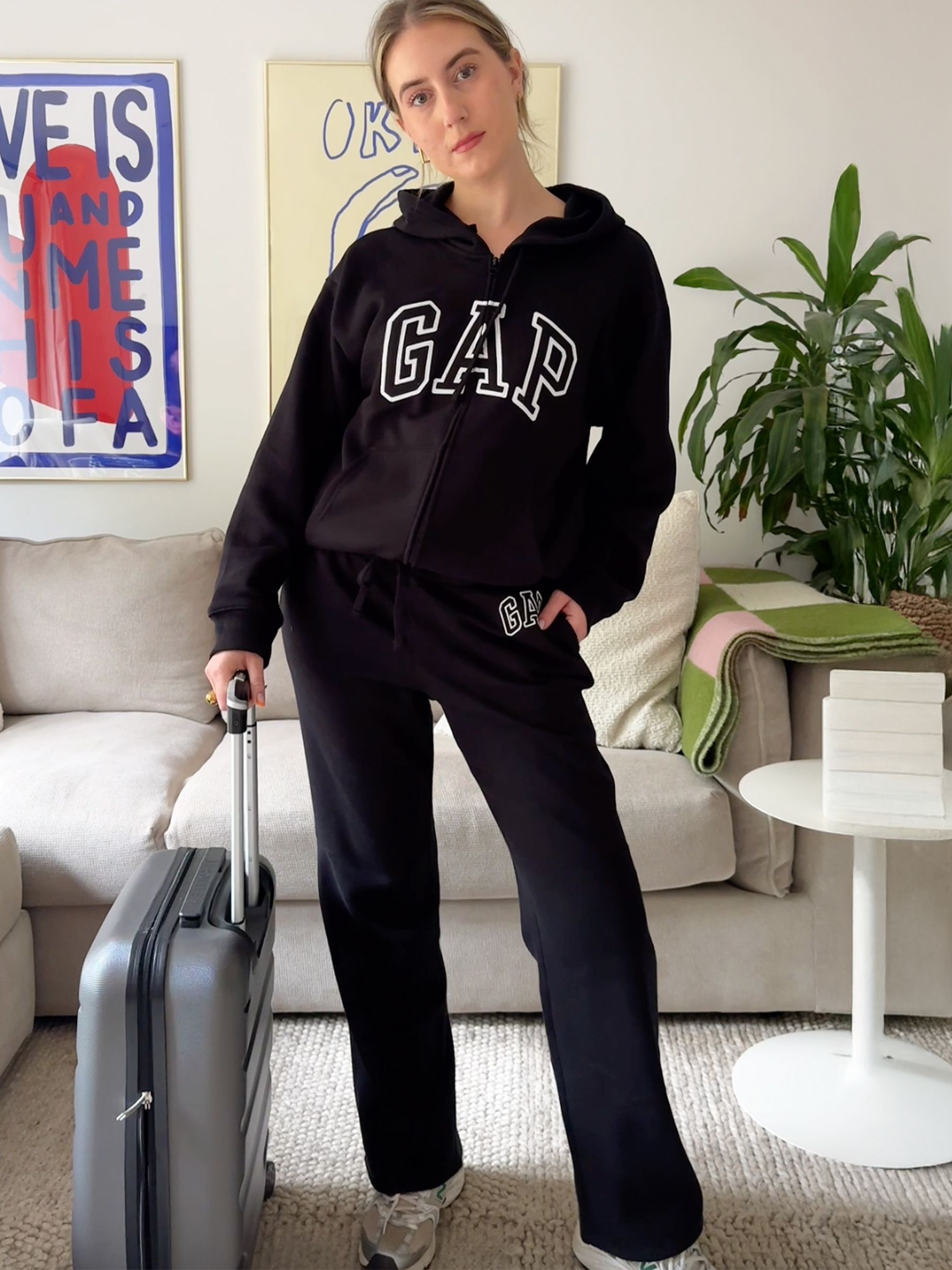 Black Flared Logo Vintage Fleece-Lined Joggers - Image 2 of 5 Black Flared Logo Vintage Fleece-Lined Joggers - Image 2 of 5