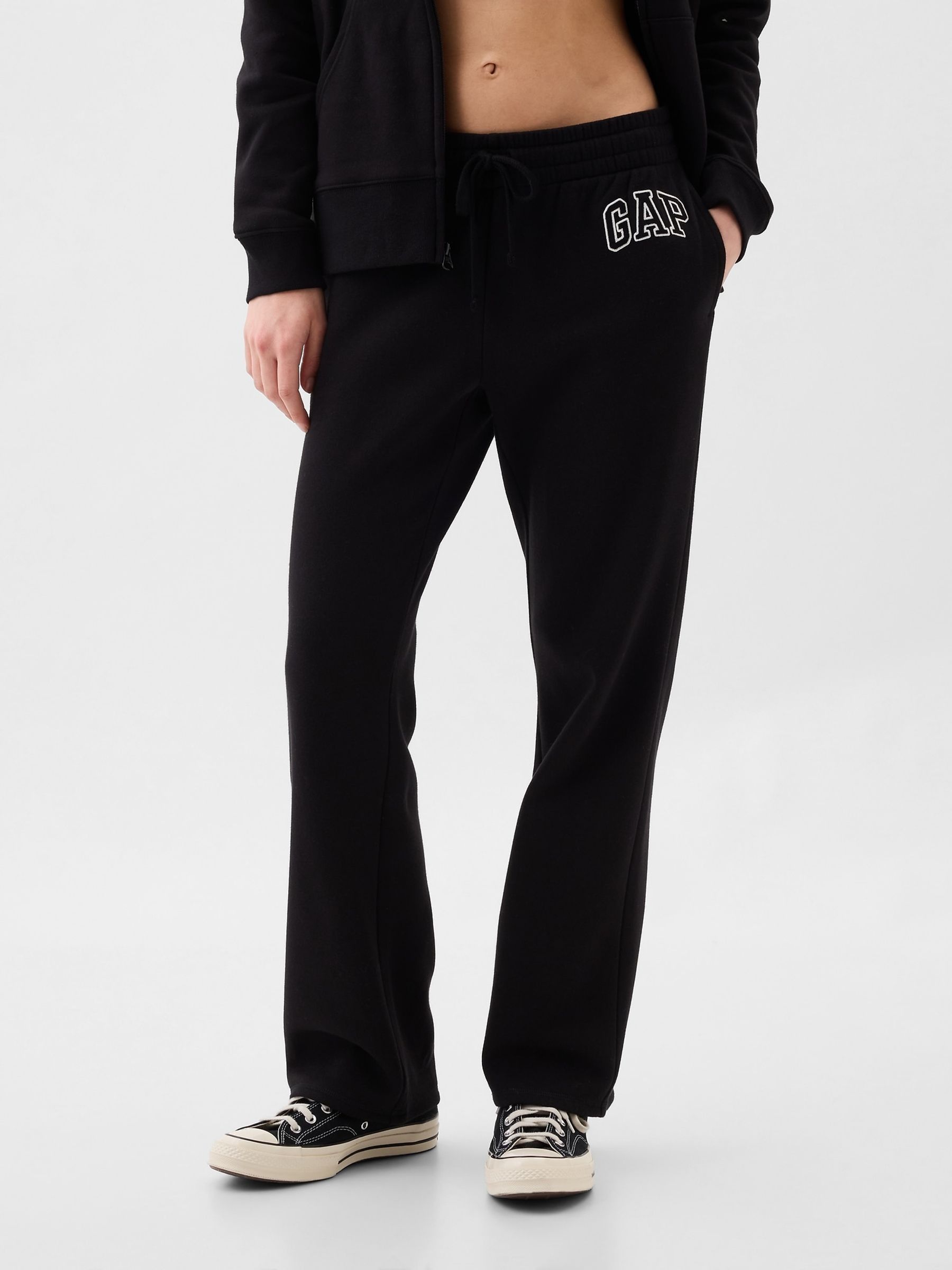 Black Flared Logo Vintage Fleece-Lined Joggers - Image 3 of 4