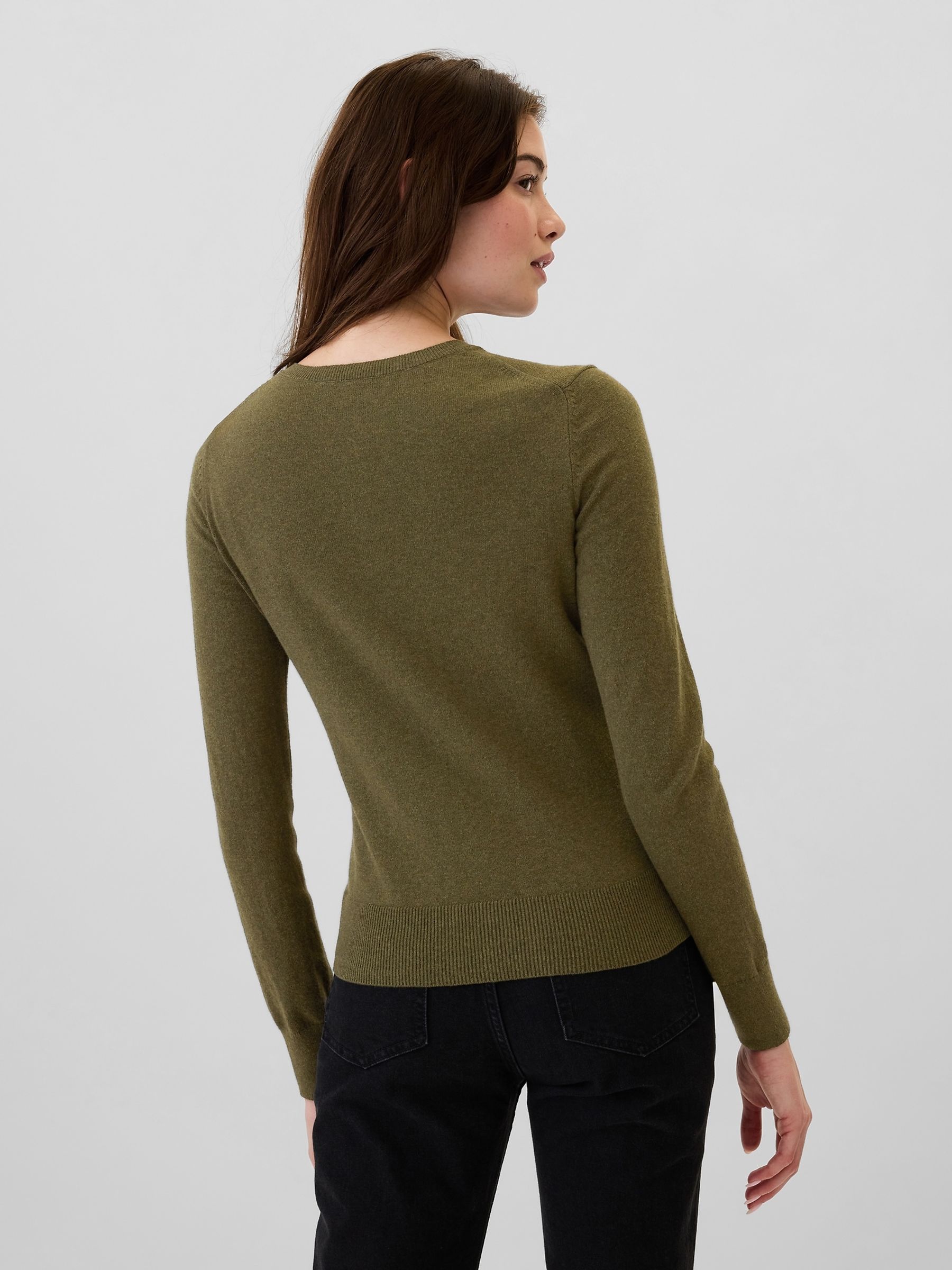 Green Long Sleeve Crew Neck Cardigan - Image 2 of 5