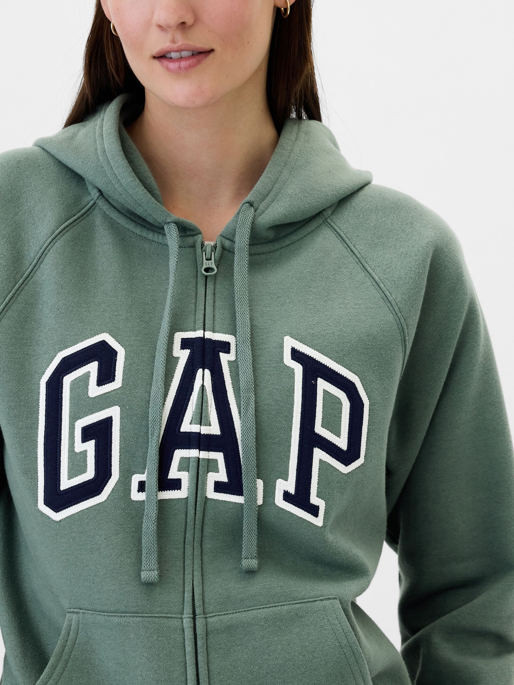 Green Logo Zip Through Hoodie - Image 4 of 5