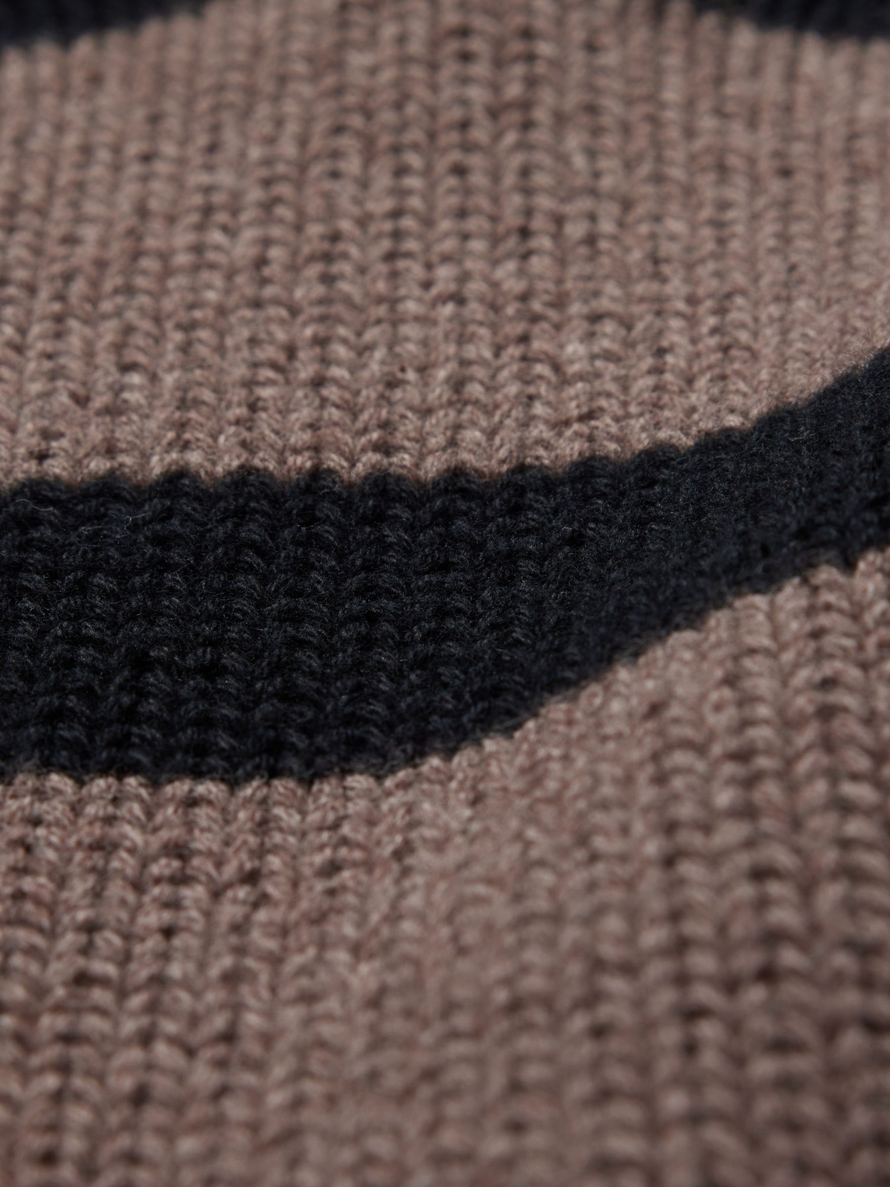 Brown Stripe Soft Cotton Shrunken V-Neck Polo Jumper - Image 5 of 5