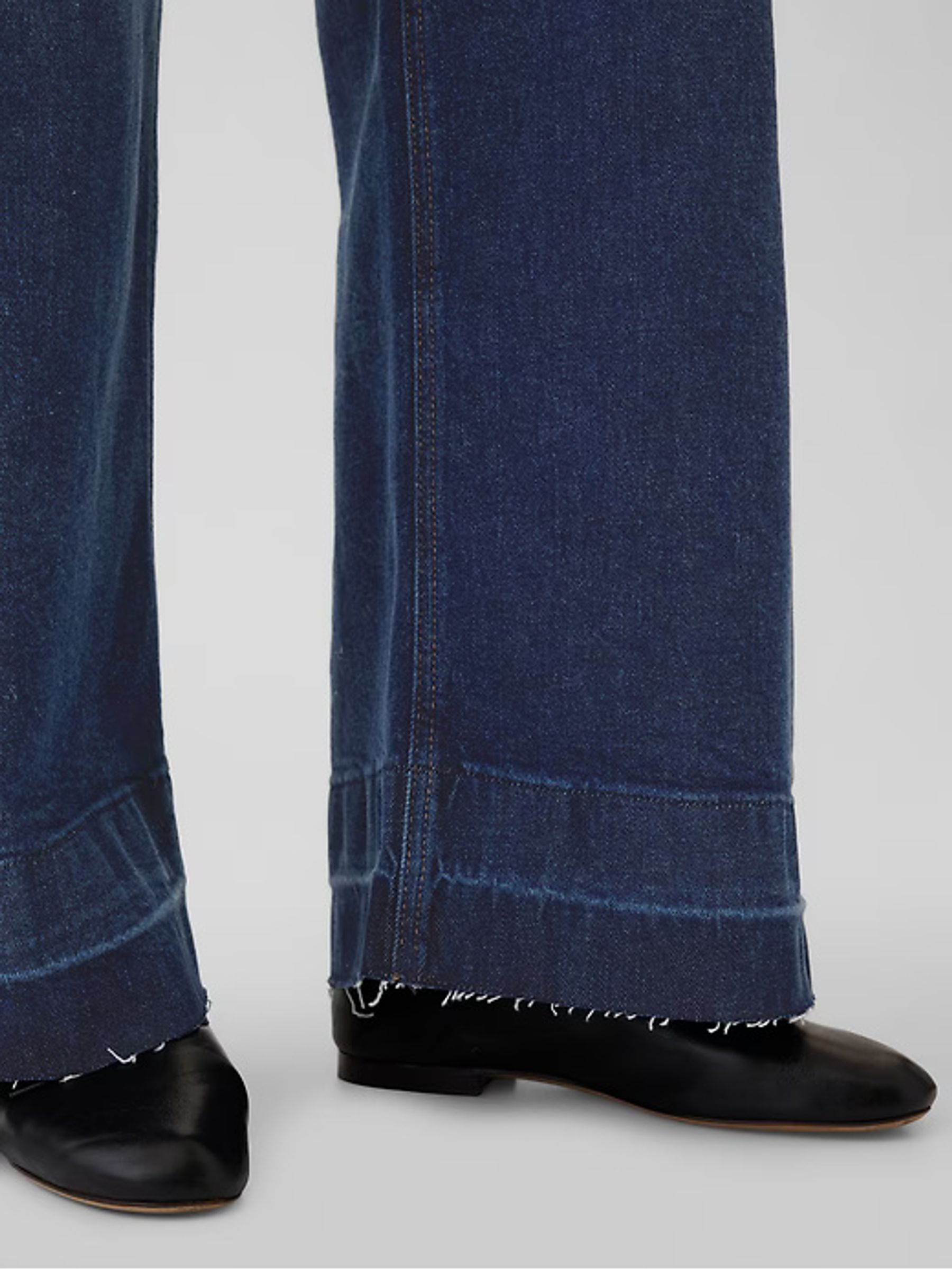 Dark Blue High Waisted Belted Stride Wide Leg Jeans - Image 6 of 8