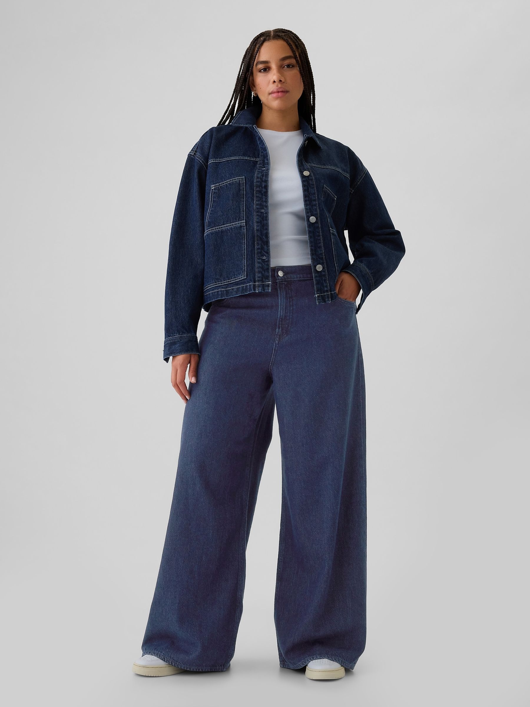 Dark Blue Mid Rise UltraSoft Baggy Jeans - Image 5 of 8