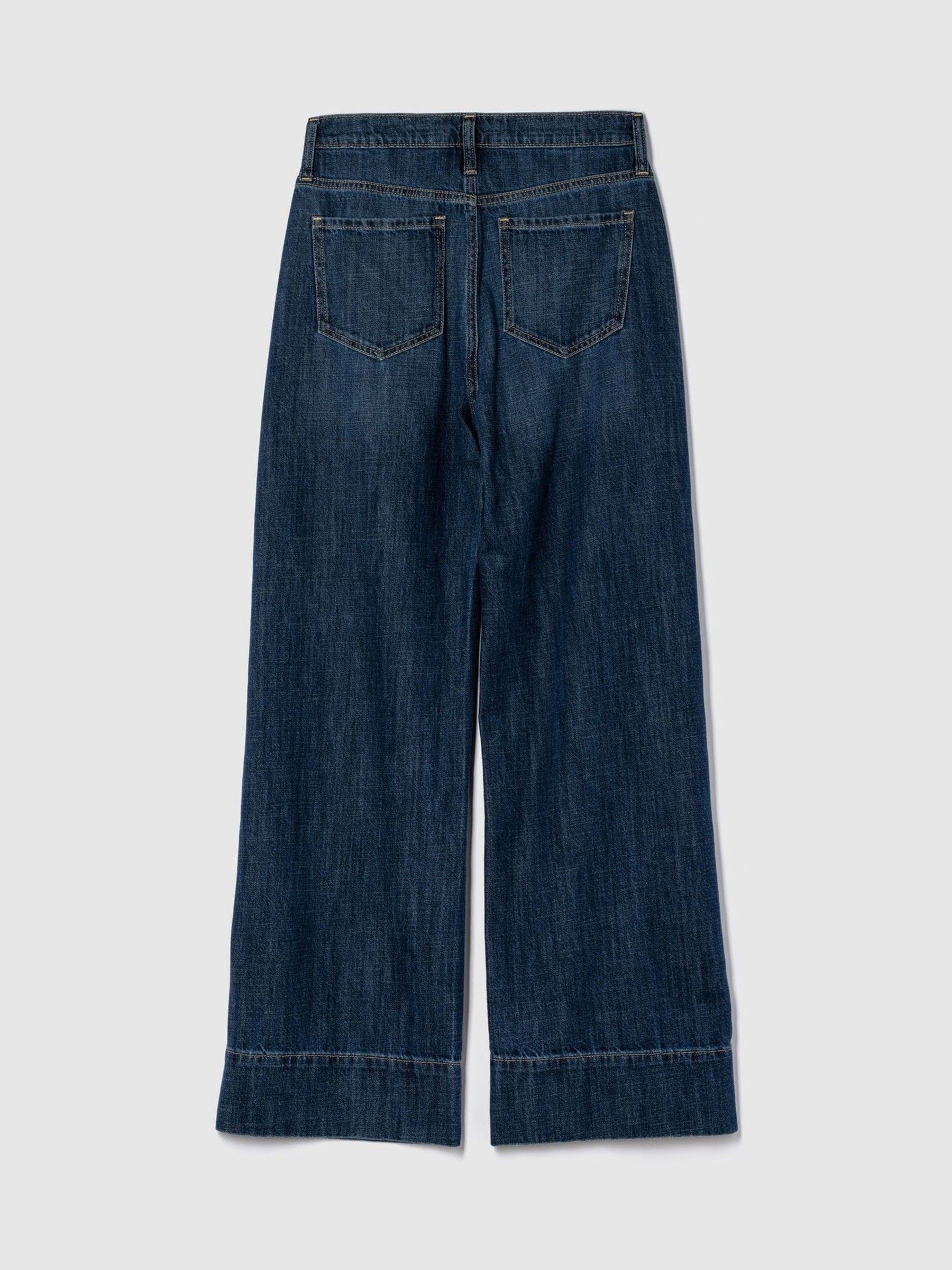 Dark Blue High Waisted Wide Leg Jeans - Image 9 of 9