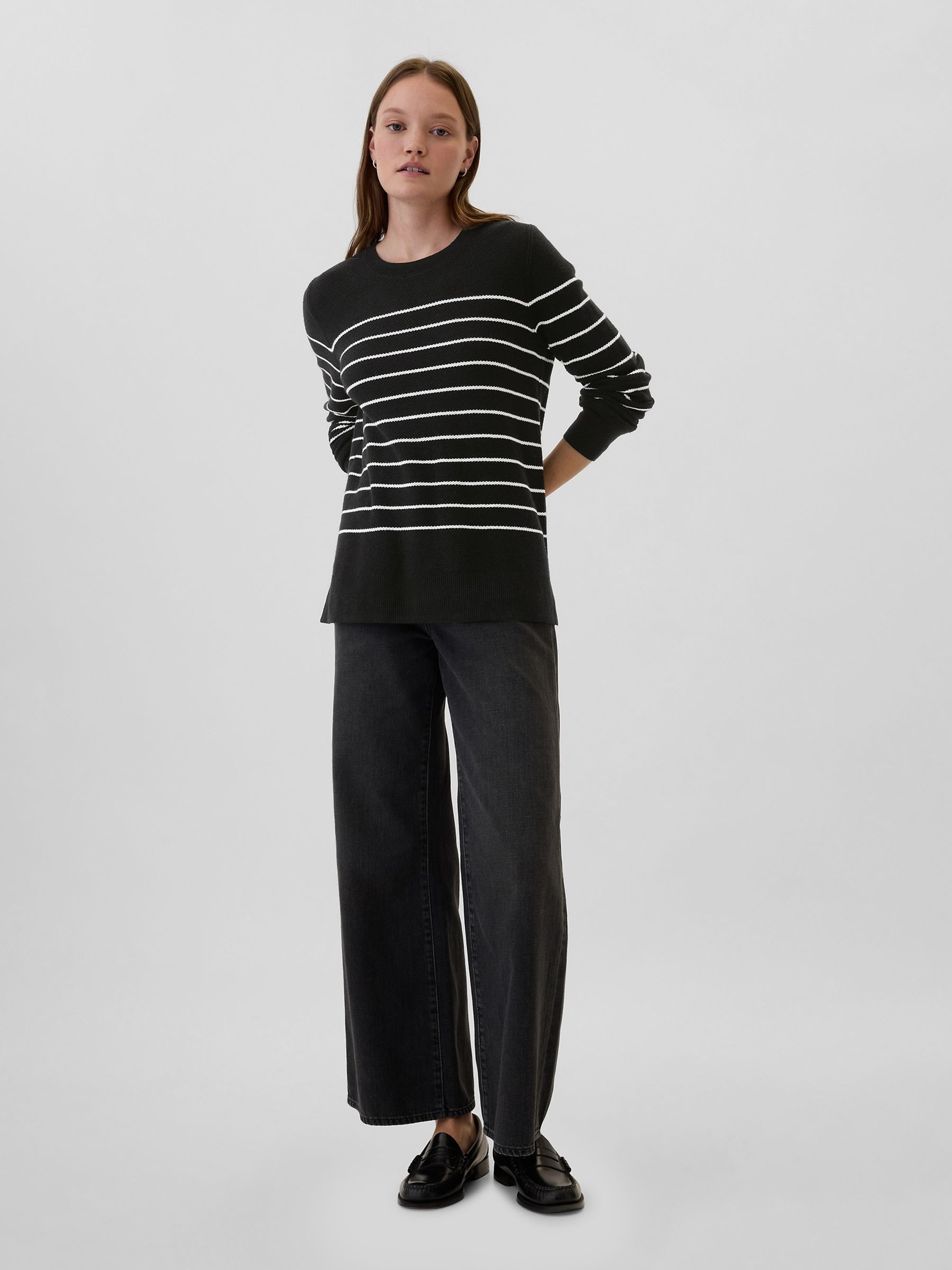 Black Ribbed Crew Neck Bella Jumper - Image 3 of 5