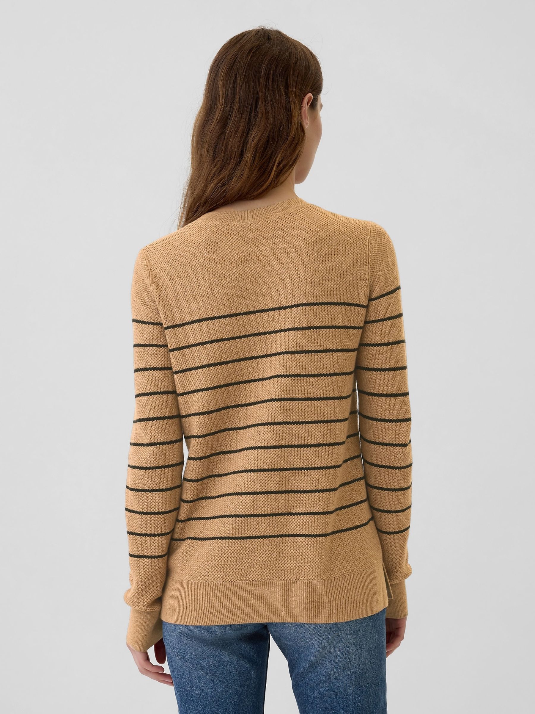 Beige Ribbed Crew Neck Bella Jumper - Image 2 of 5
