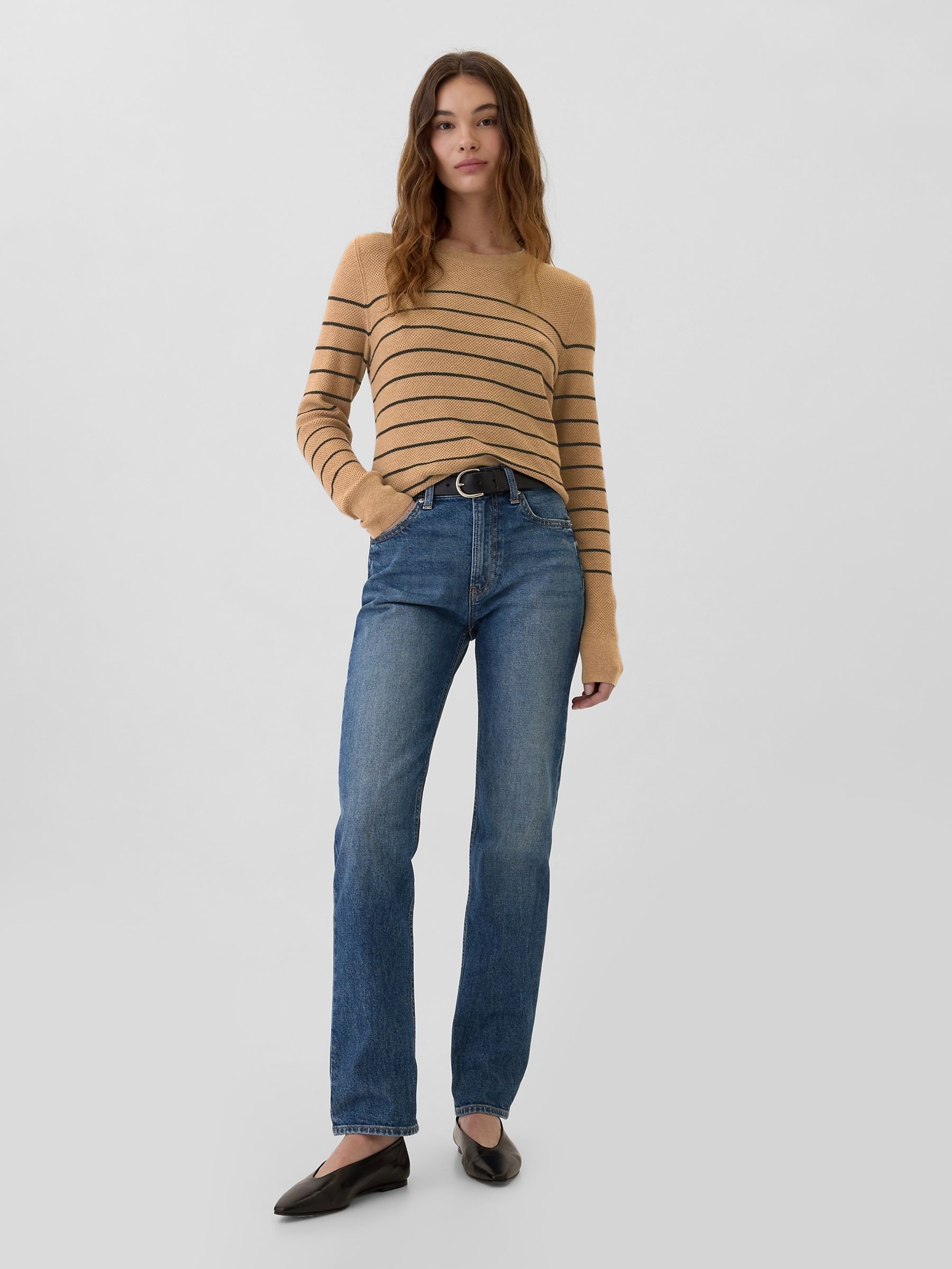 Beige Ribbed Crew Neck Bella Jumper - Image 3 of 5