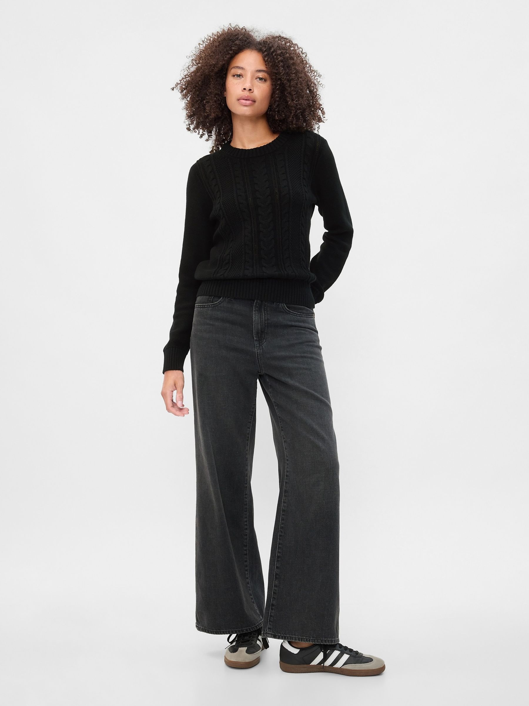Black Cable-Knit Crew Neck Jumper - Image 3 of 4