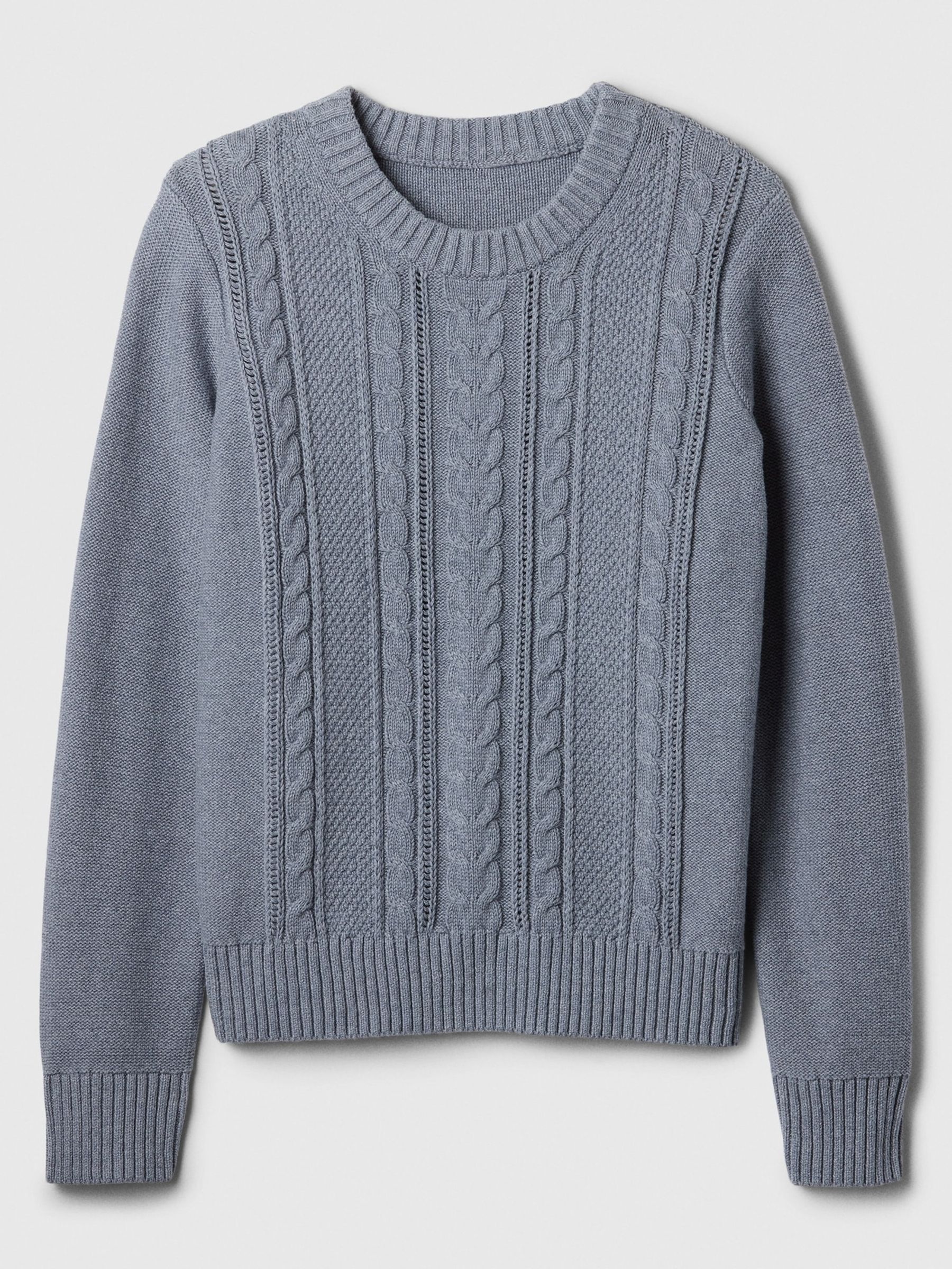 Light Blue Cable-Knit Crew Neck Jumper - Image 4 of 4