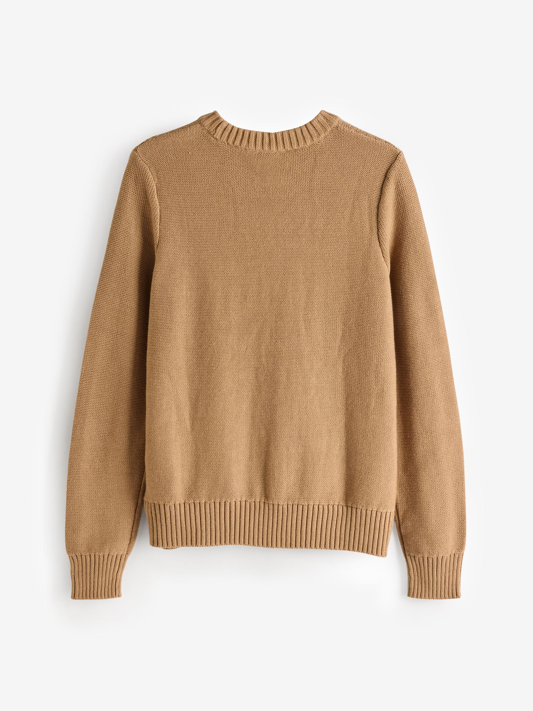 Brown 100% Cotton Cable Knit Crew Neck Jumper - Image 5 of 5