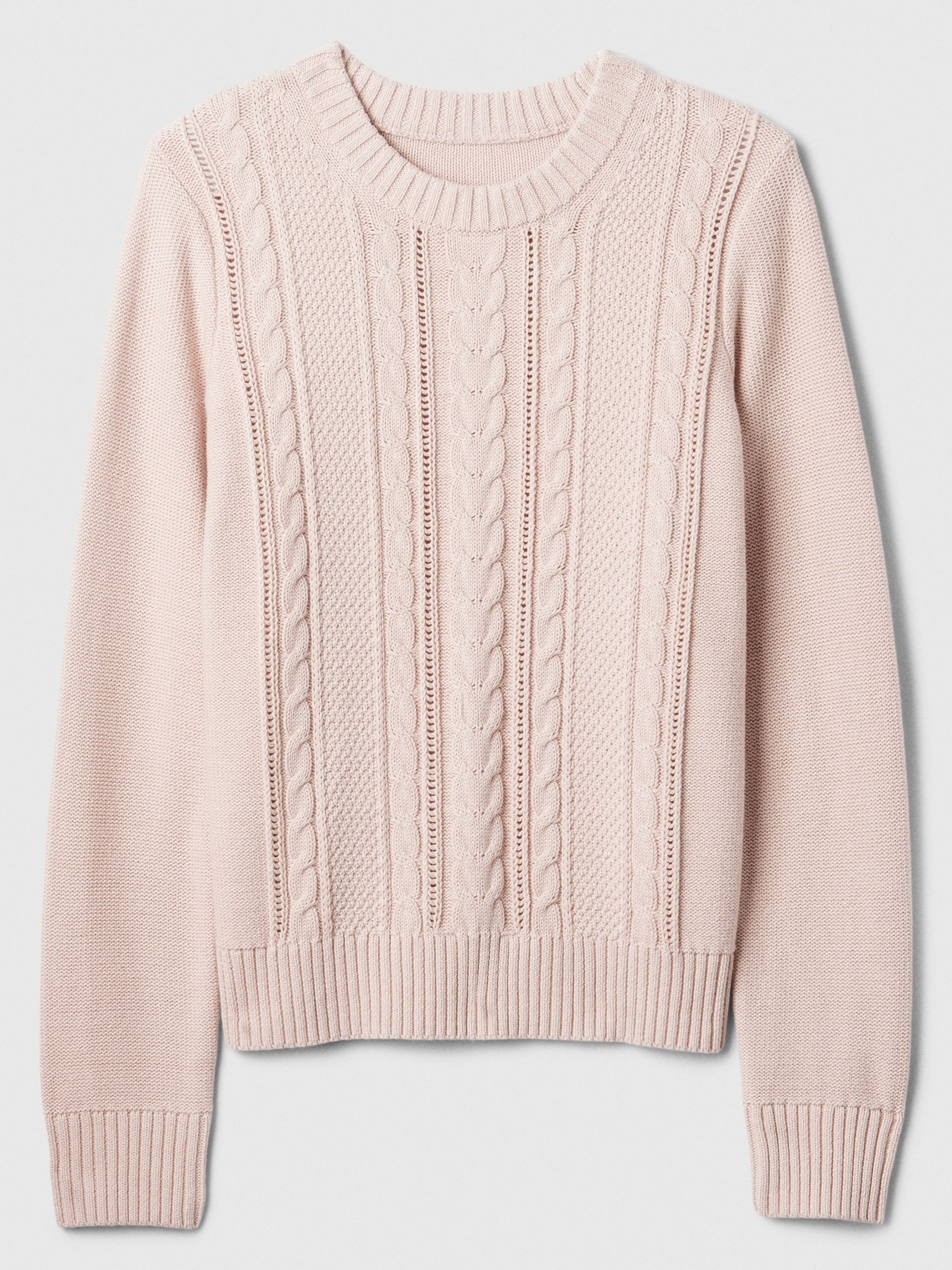 Pink 100% Cotton Cable Knit Crew Neck Jumper - Image 5 of 5
