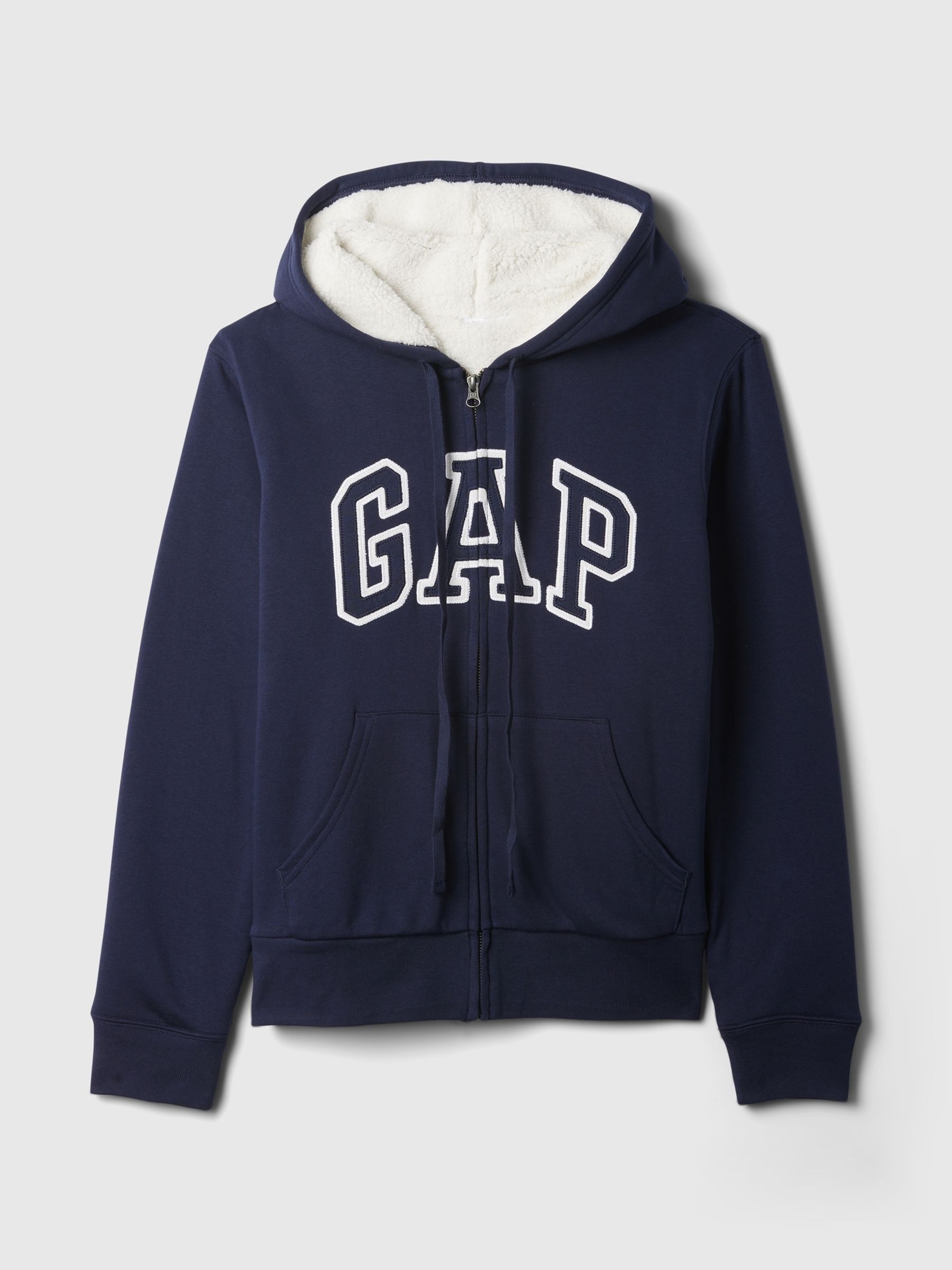 Navy/Blue Relaxed Logo Sherpa-Lined Zip Hoodie - Image 5 of 5