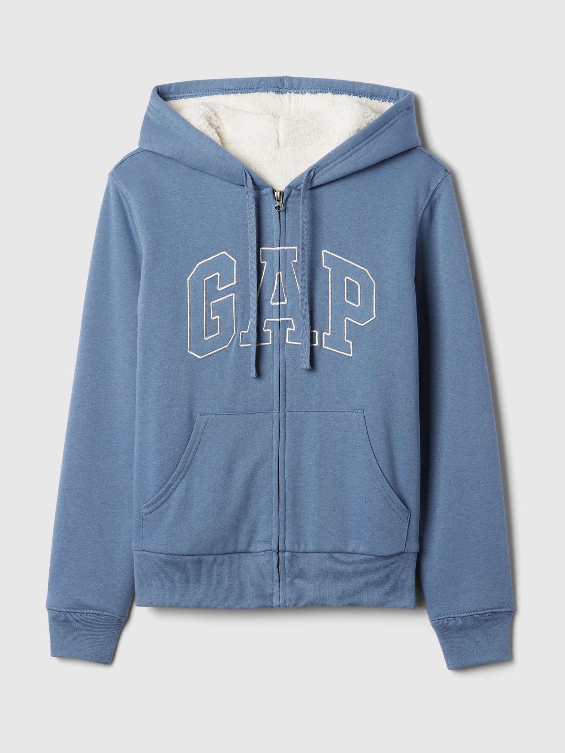 Light Blue Relaxed Logo Sherpa-Lined Zip Hoodie - Image 4 of 4