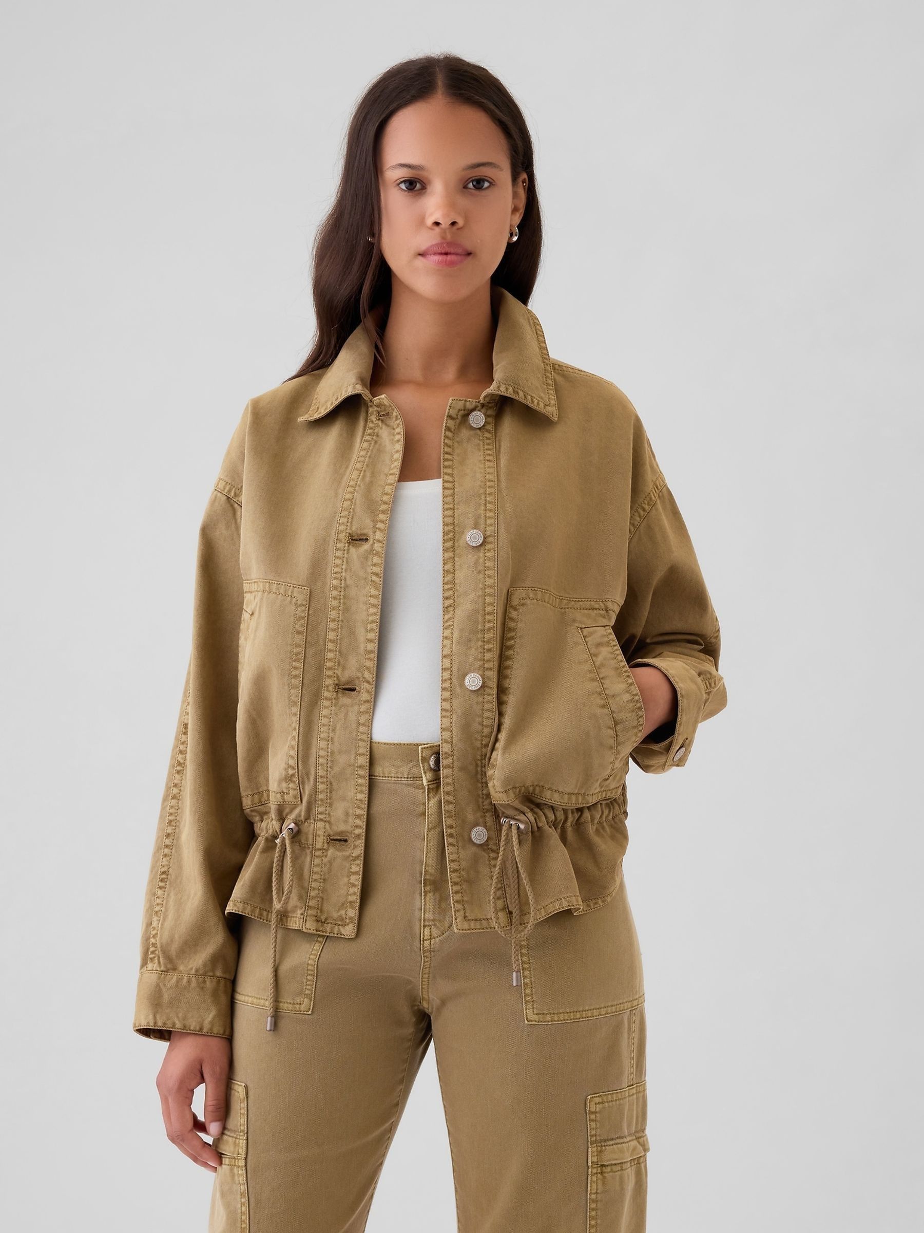 Gold Twill Utility Jacket - Image 1 of 5