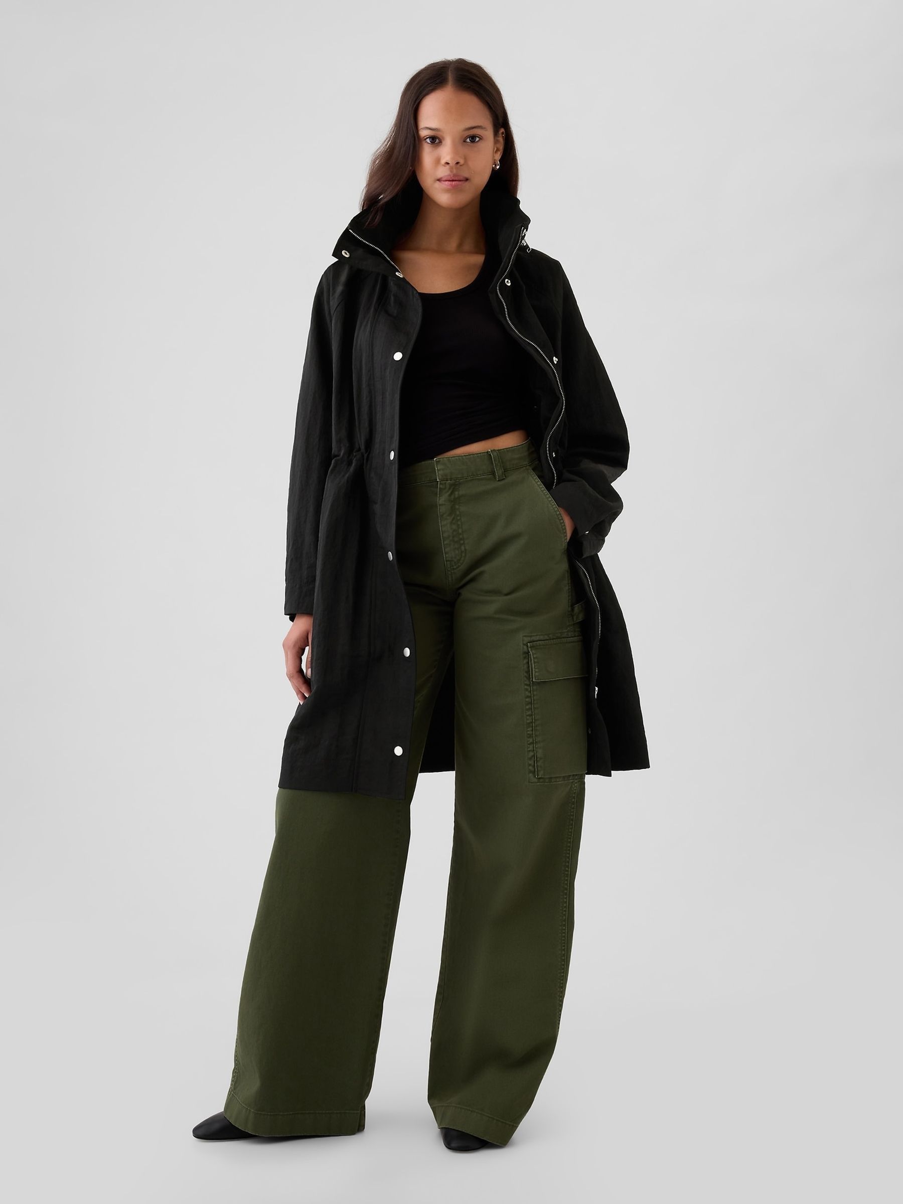 Black Nylon Parka Jacket | Gap
