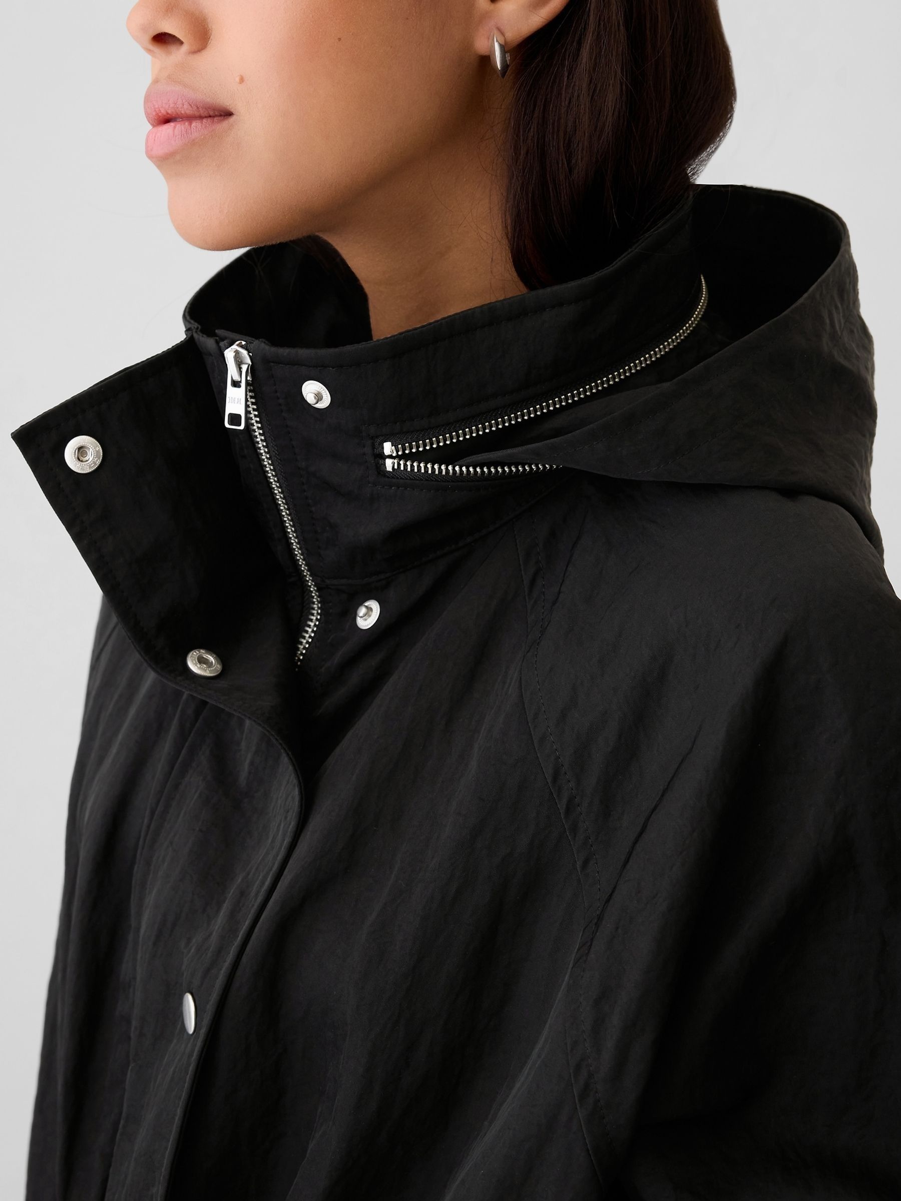 Black Nylon Parka Jacket | Gap