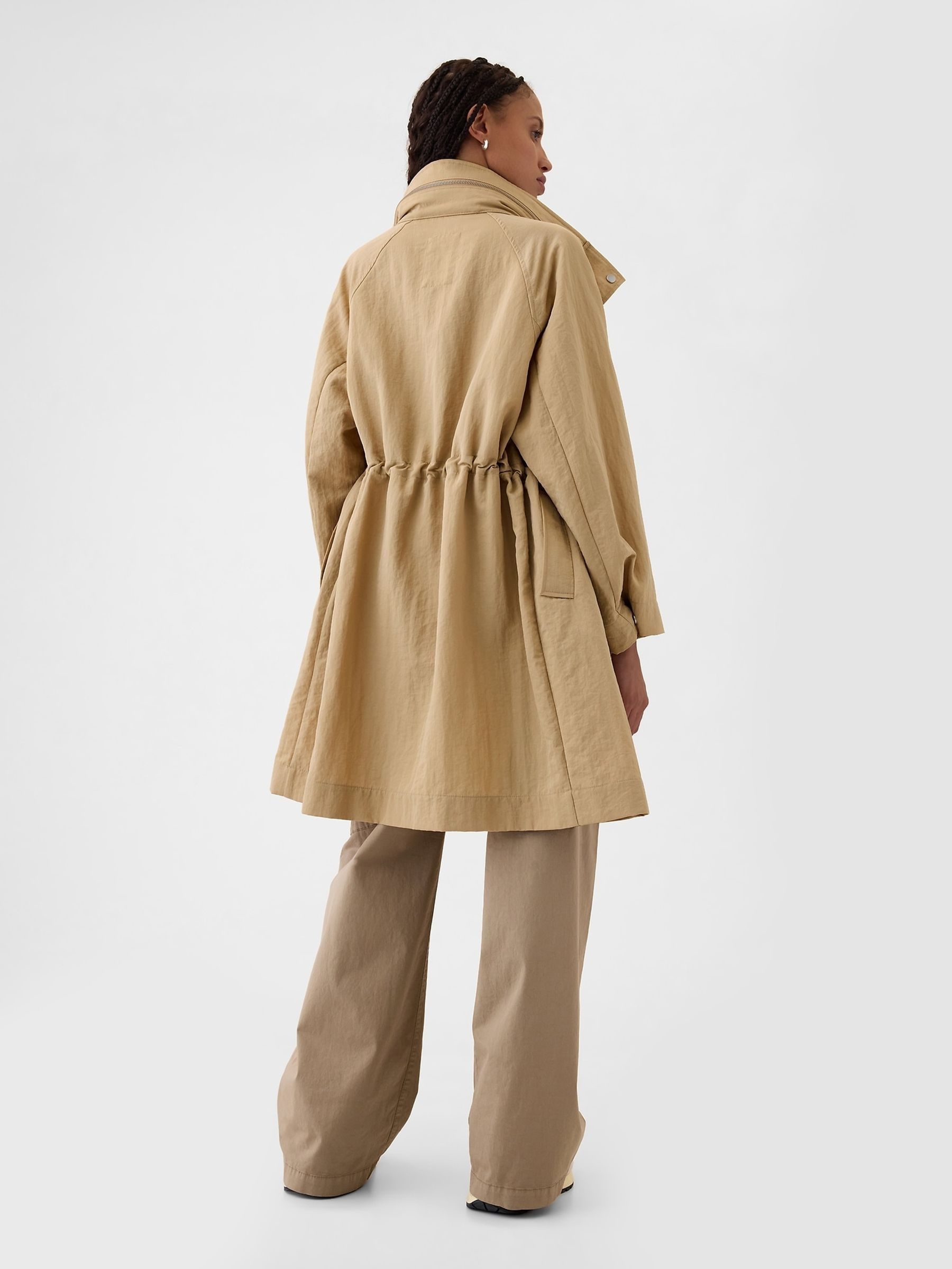 Beige Nylon Parka Jacket - Image 2 of 5