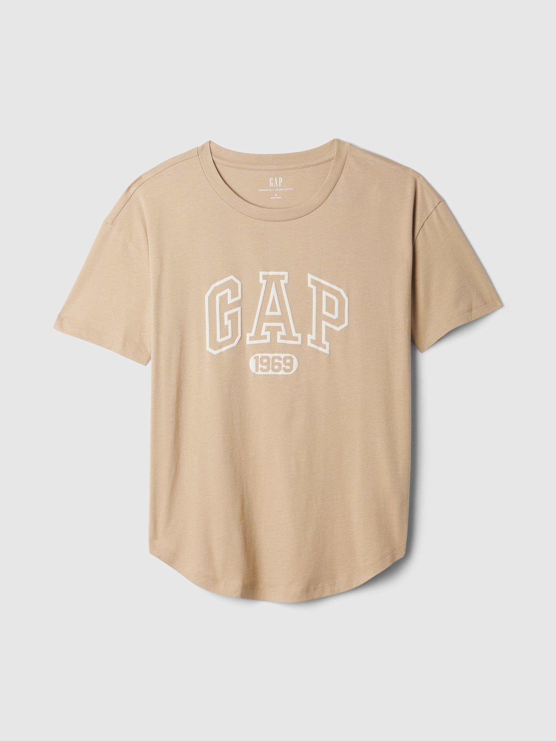 Beige Cotton Logo Short Sleeve Sport T-Shirt - Image 5 of 5