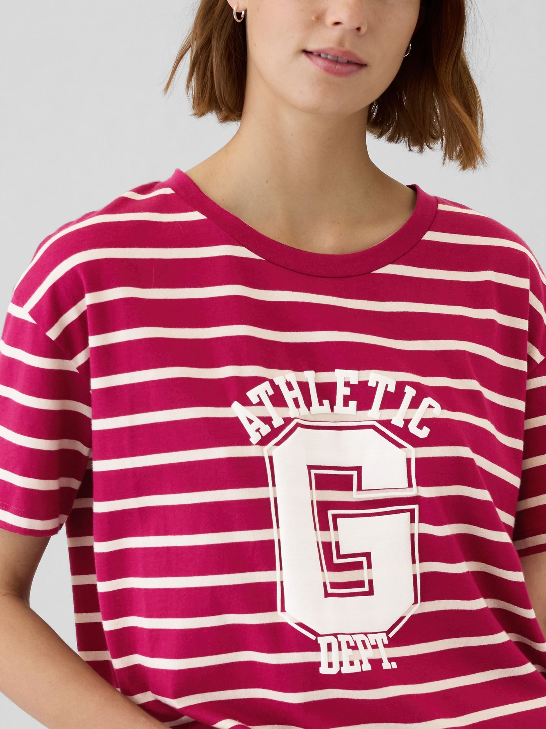 Red Stripe Cotton Logo Short Sleeve Sport T-Shirt - Image 2 of 2