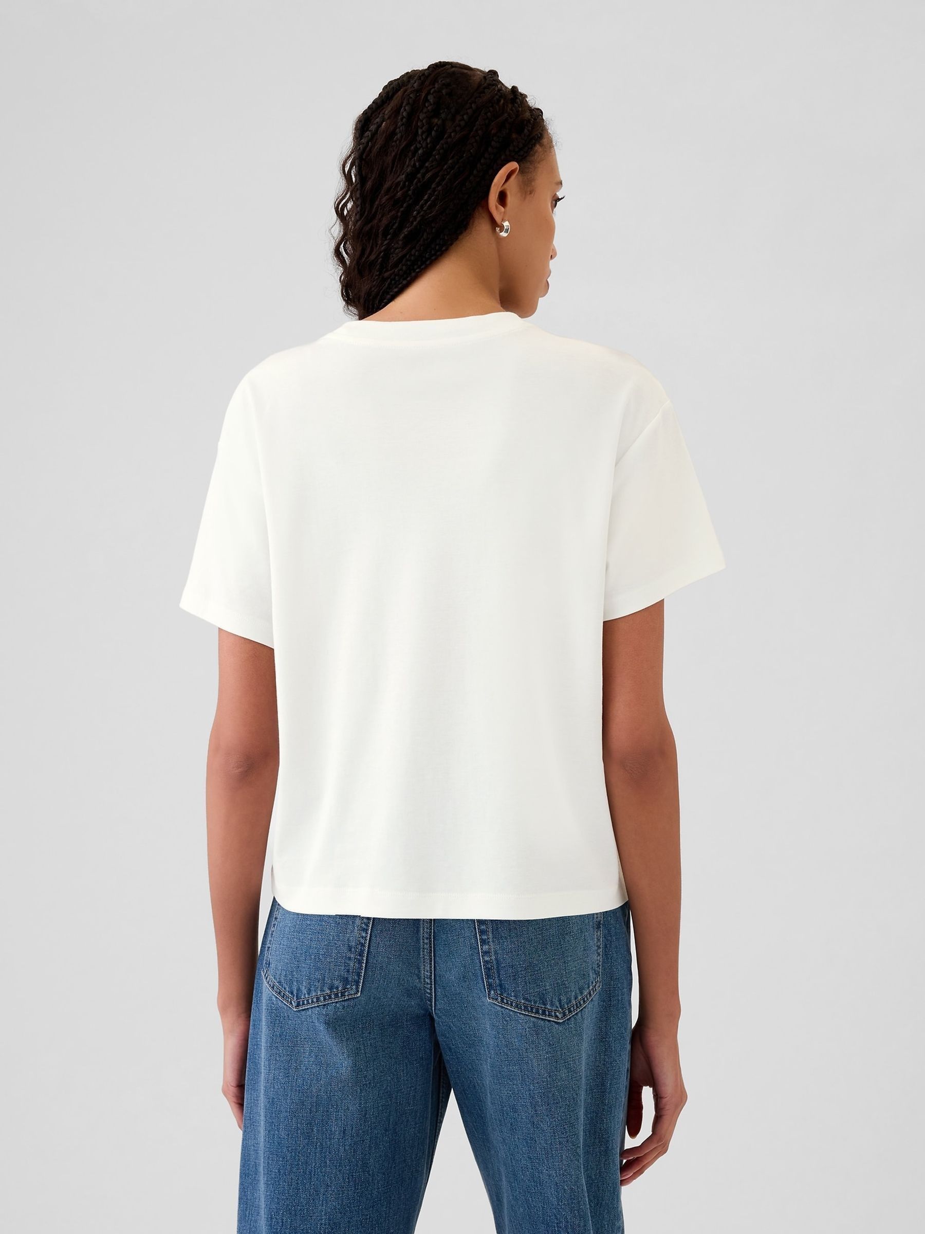 White Crew Neck Short Sleeve Oversized T-Shirt - Image 2 of 4