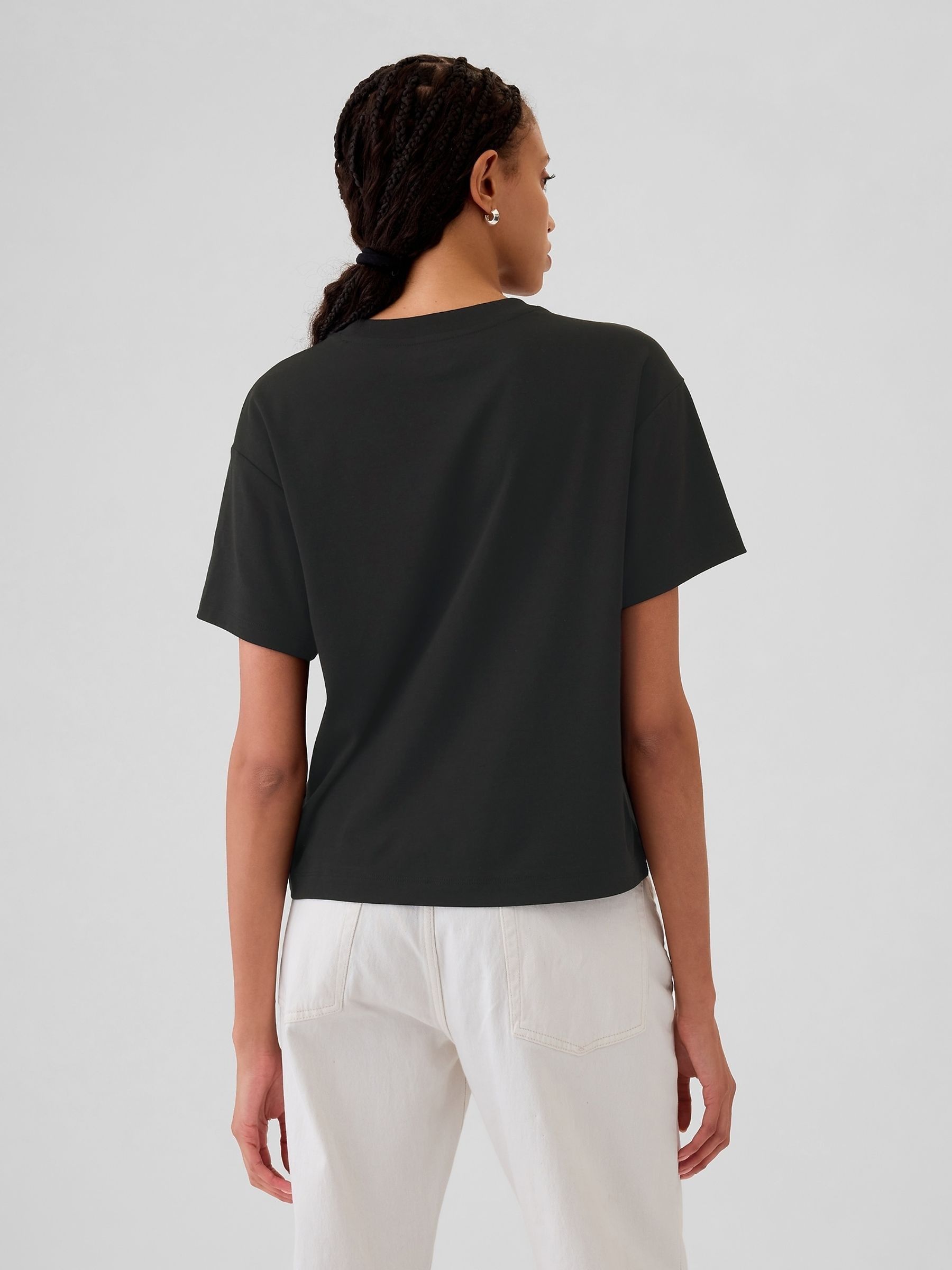 Black Crew Neck Short Sleeve Oversized T-Shirt - Image 2 of 4