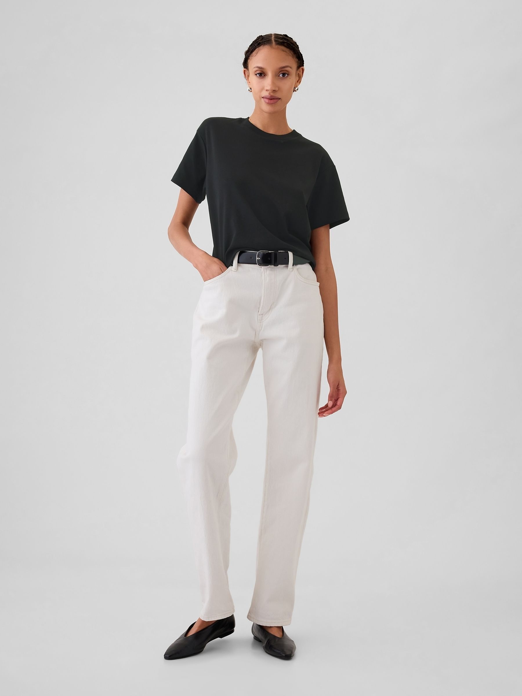 Black Crew Neck Short Sleeve Oversized T-Shirt - Image 3 of 4
