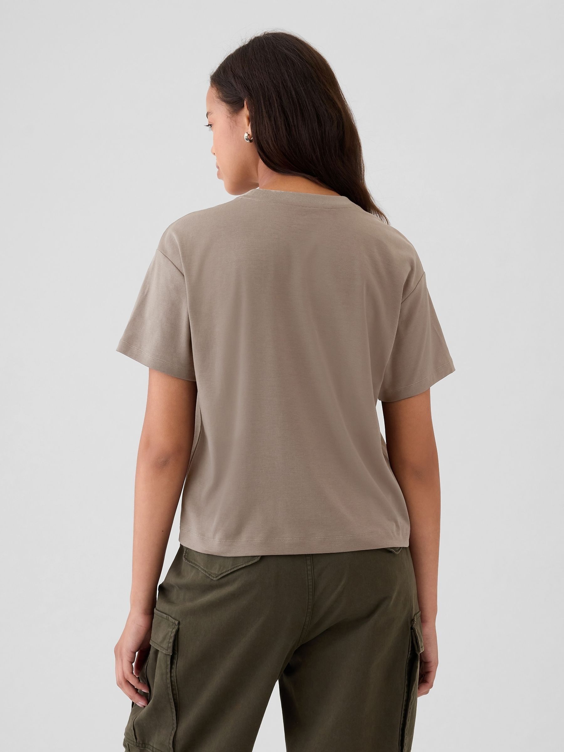 Brown Crew Neck Short Sleeve Oversized T-Shirt - Image 2 of 5