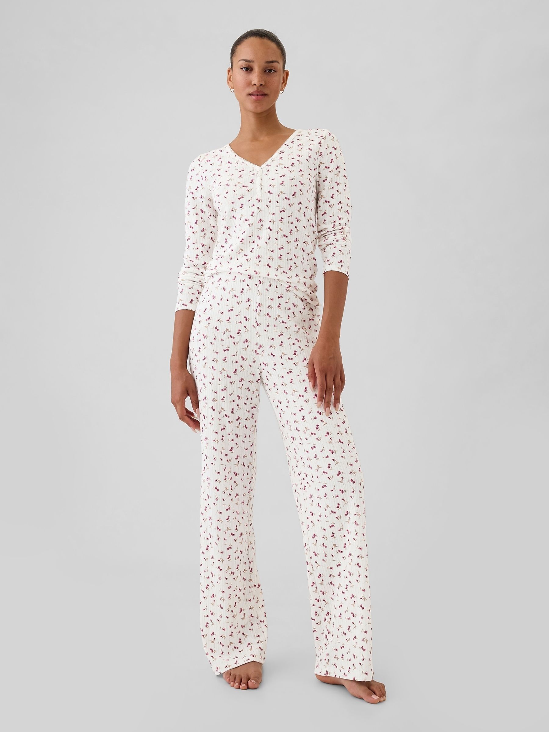 White Floral Pointelle Pyjama Bottoms - Image 1 of 1