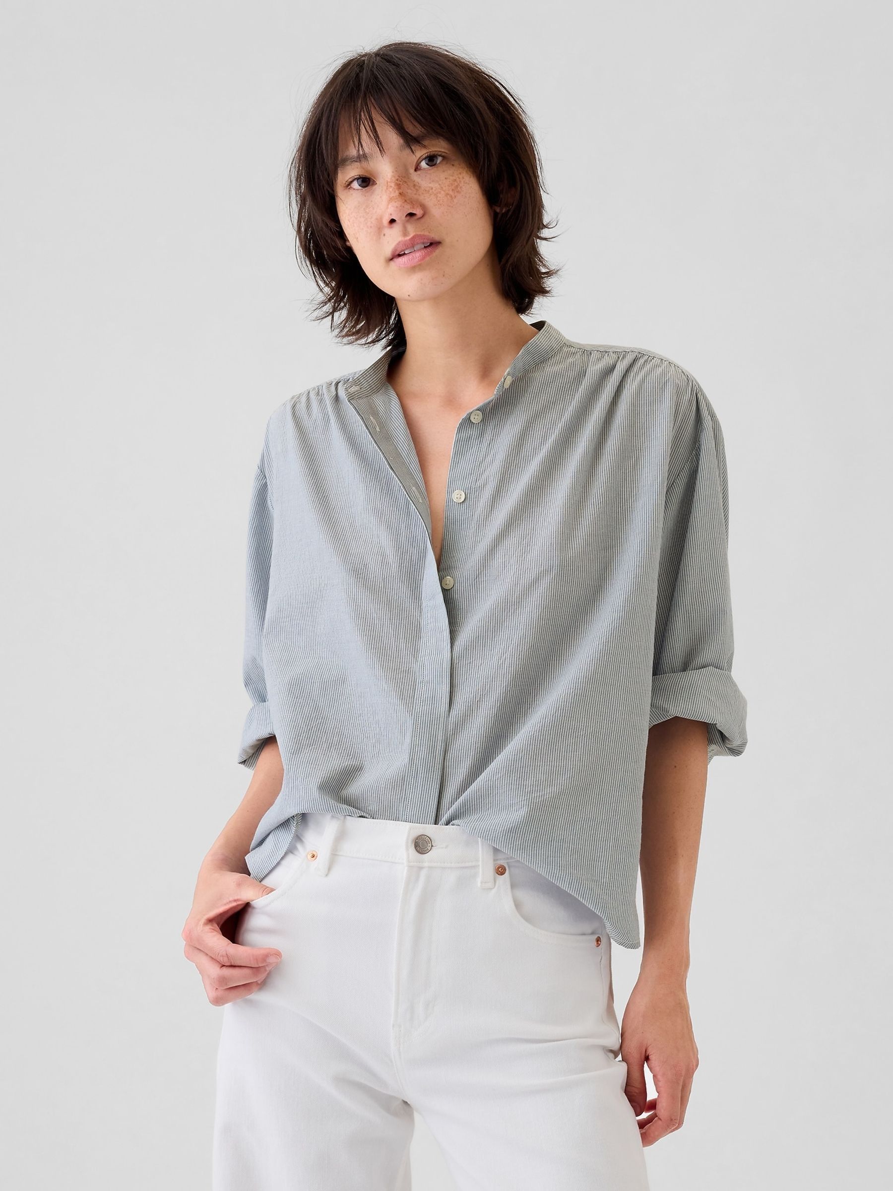 Blue Relaxed Long Sleeve Shirt - Image 1 of 5