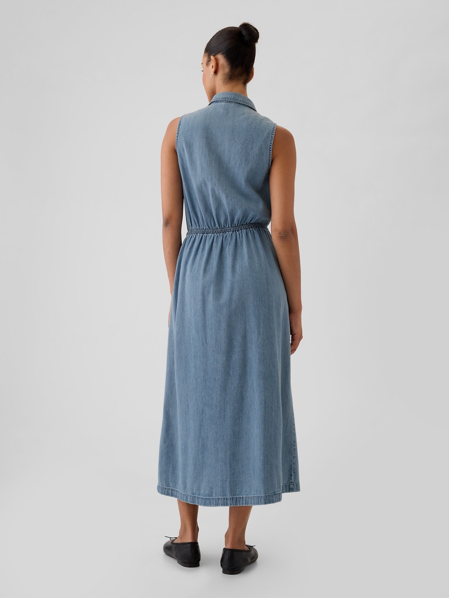 Blue Western Denim Sleeveless Midi Dress - Image 3 of 5