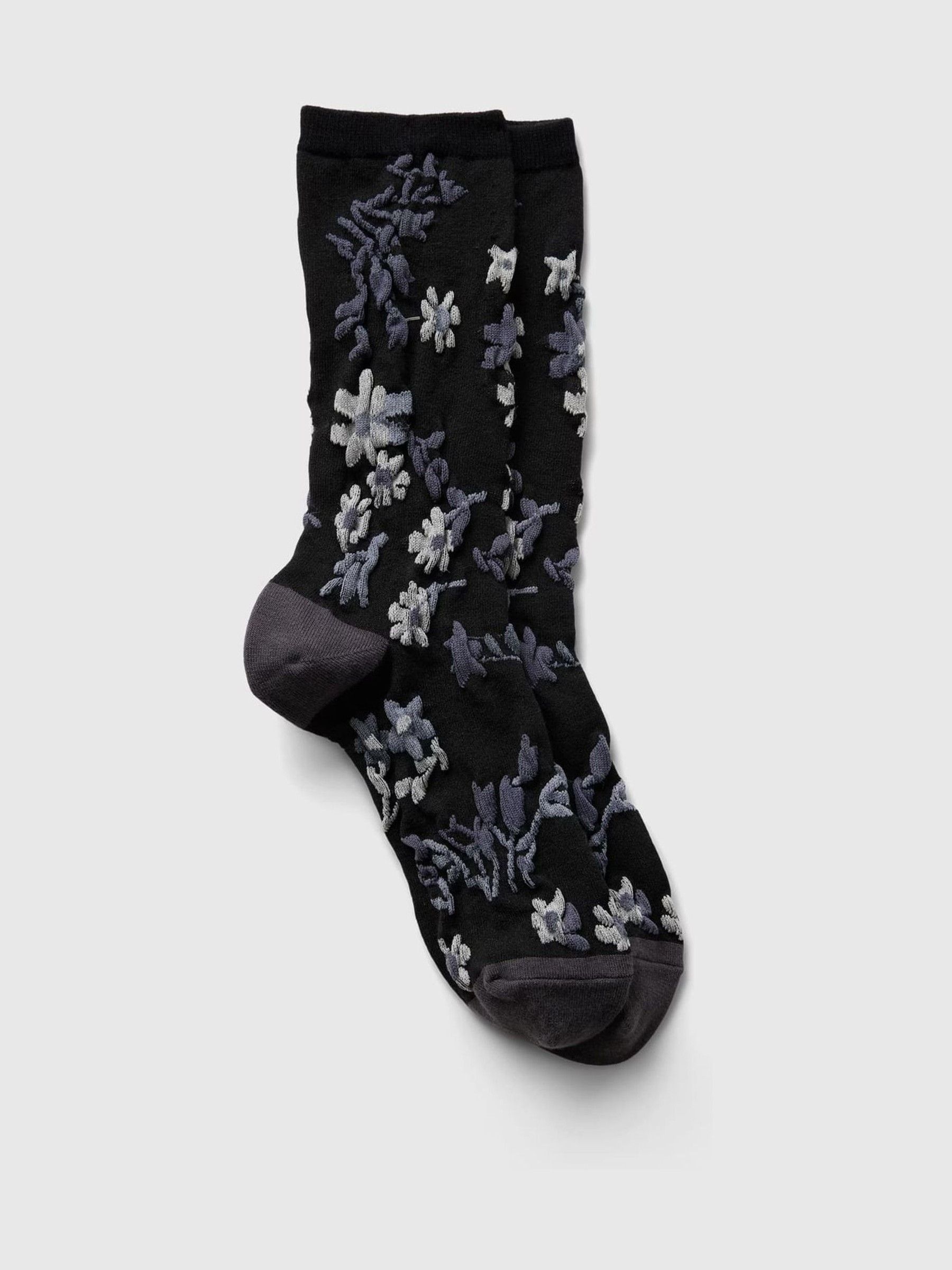 Black Adults Floral Crew Socks - Image 1 of 2