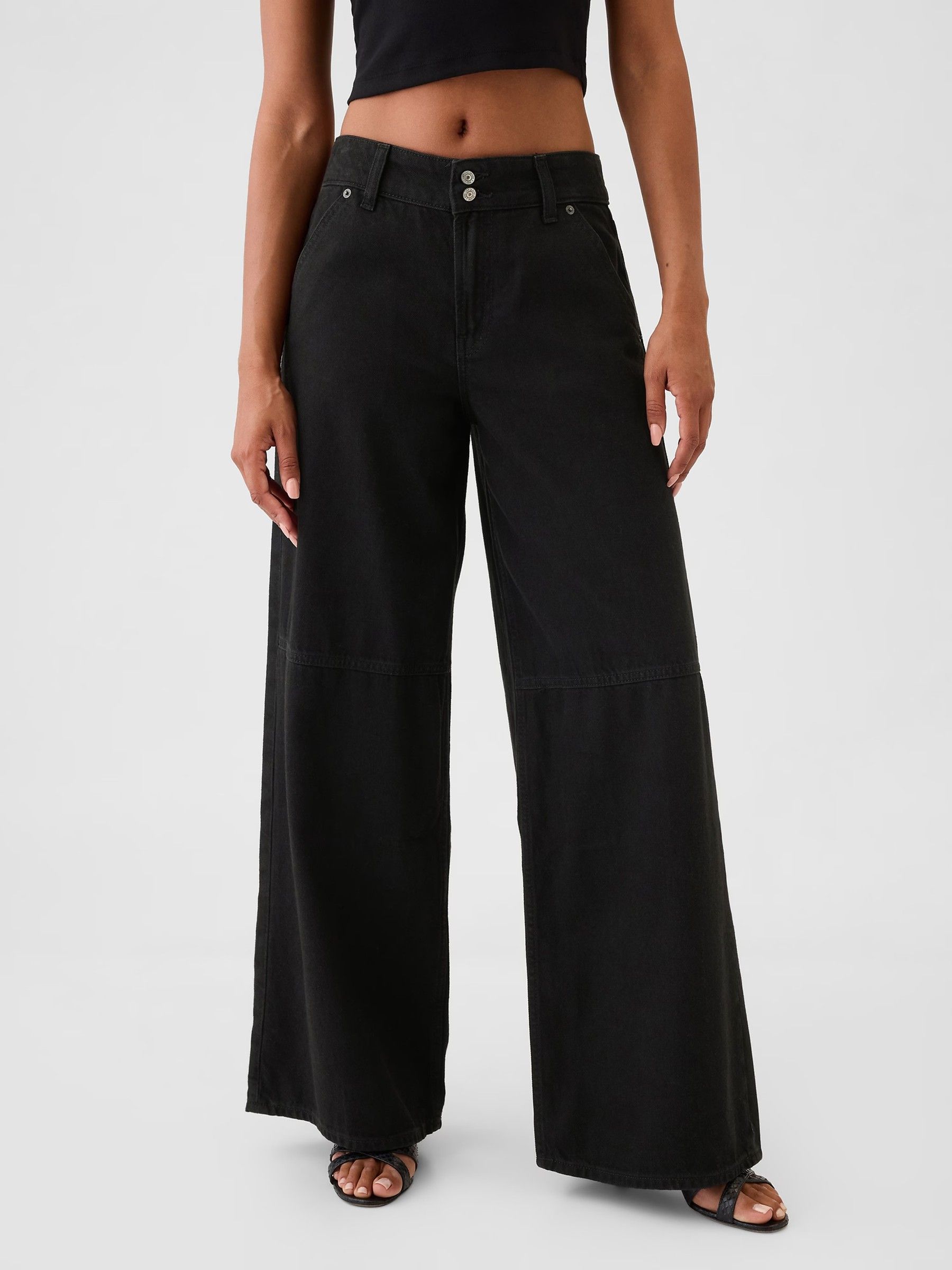 Black Mid Rise UltraSoft Baggy Jeans - Image 3 of 9