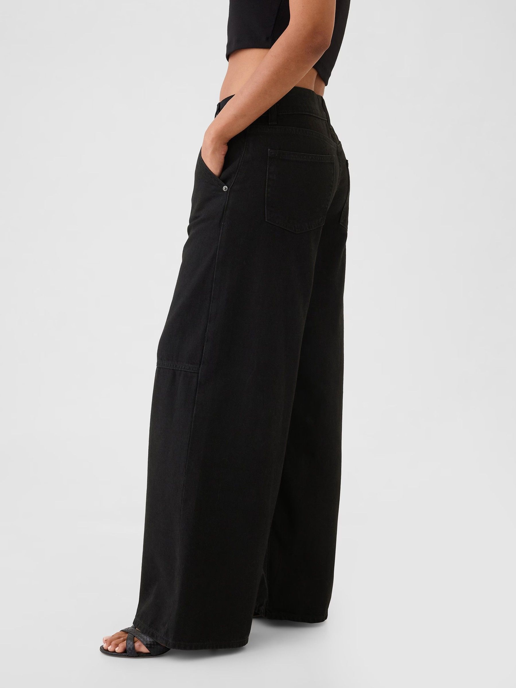 Black Mid Rise UltraSoft Baggy Jeans - Image 6 of 9
