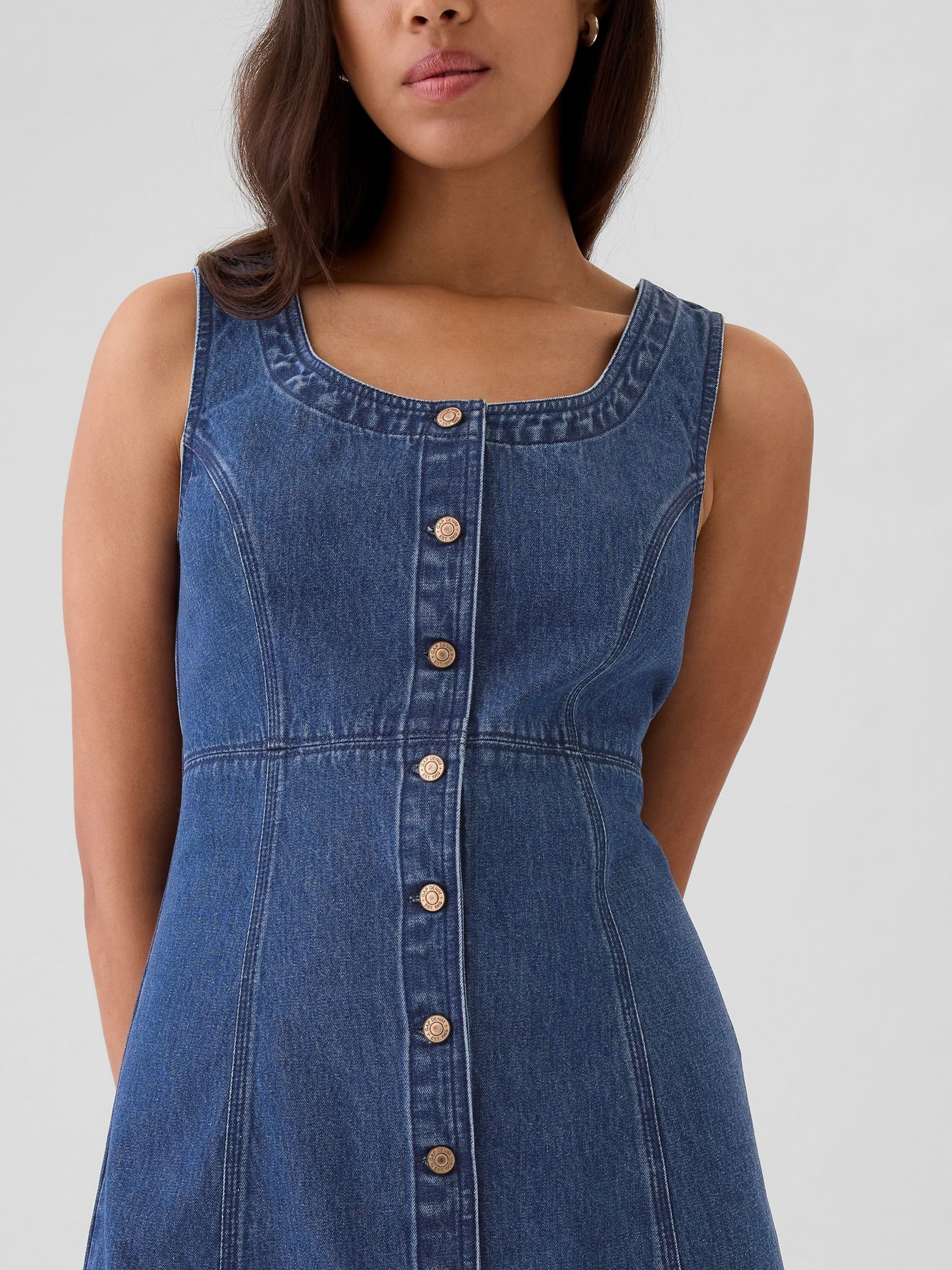 Blue Denim Mini Dress - Image 4 of 7