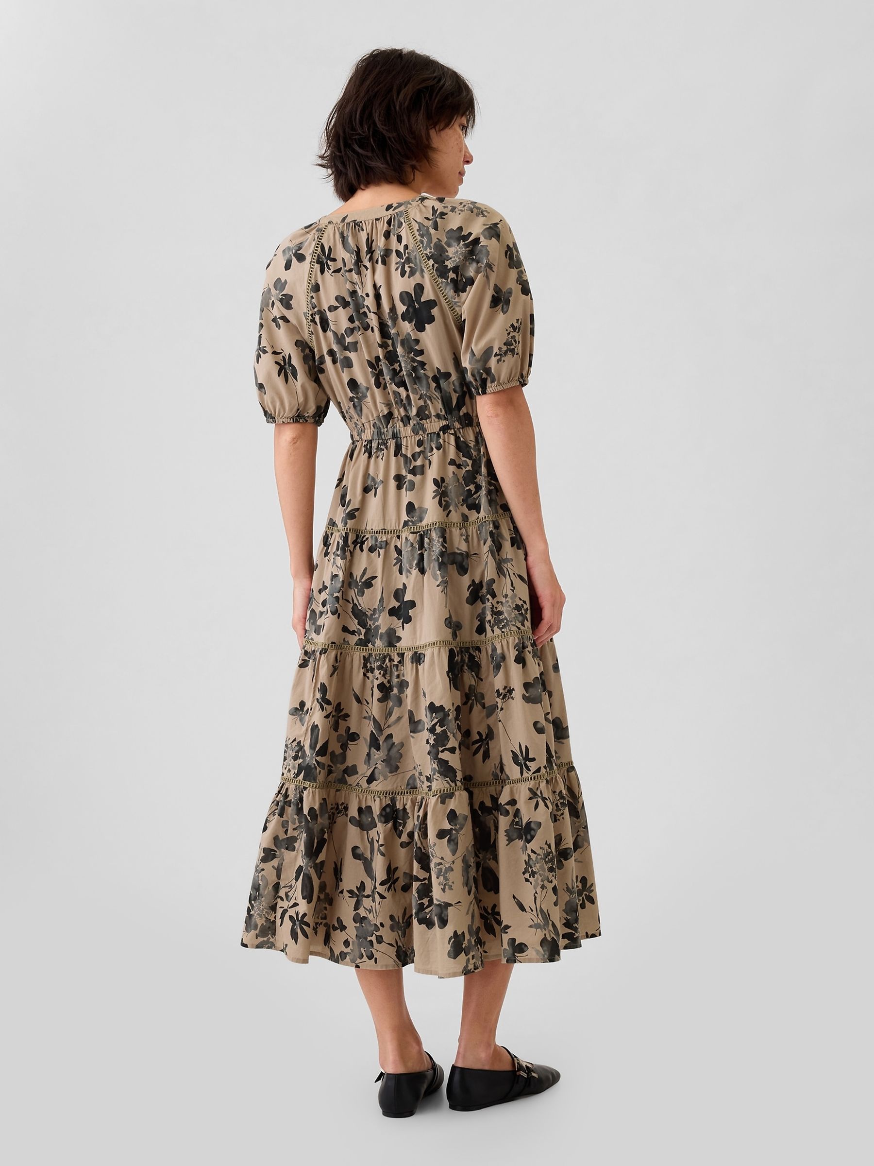 Brown Tiered Midi Dress - Image 2 of 4