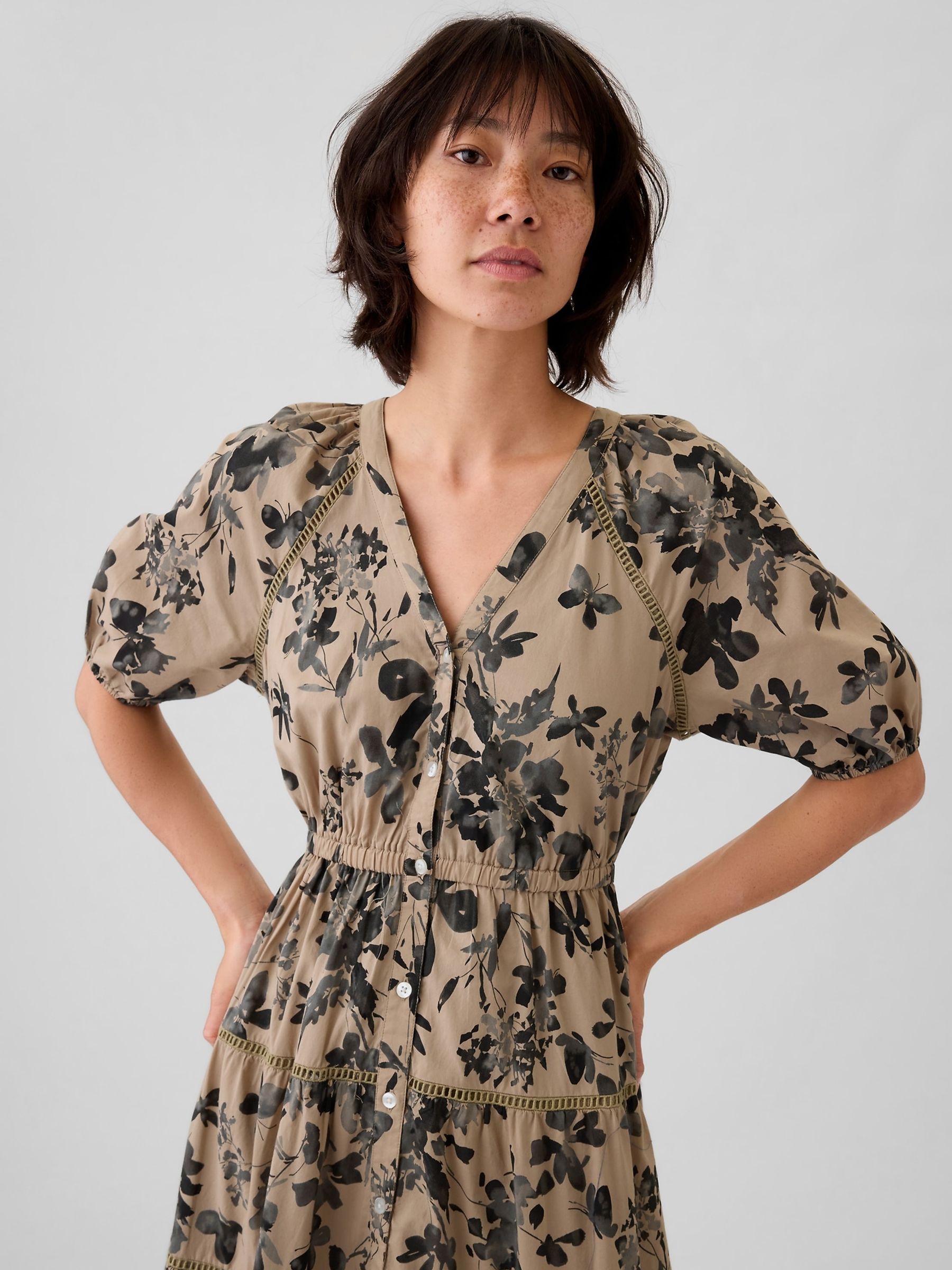 Brown Tiered Midi Dress - Image 4 of 4