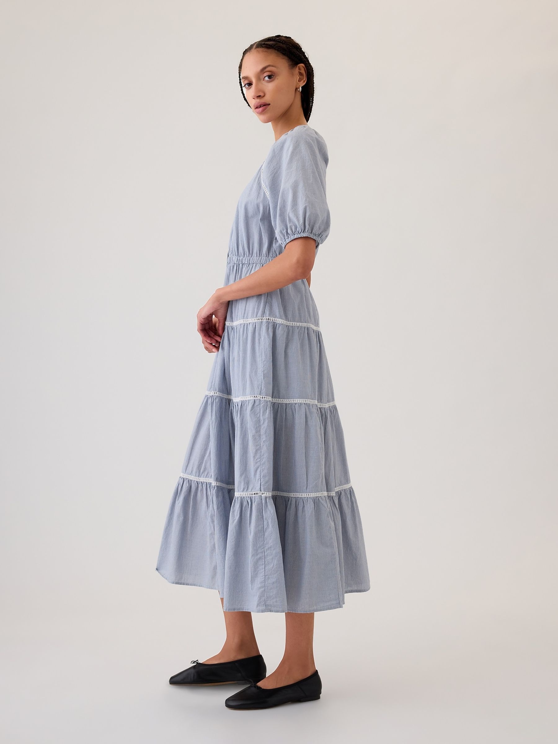 Blue Tiered Midi Dress - Image 3 of 4