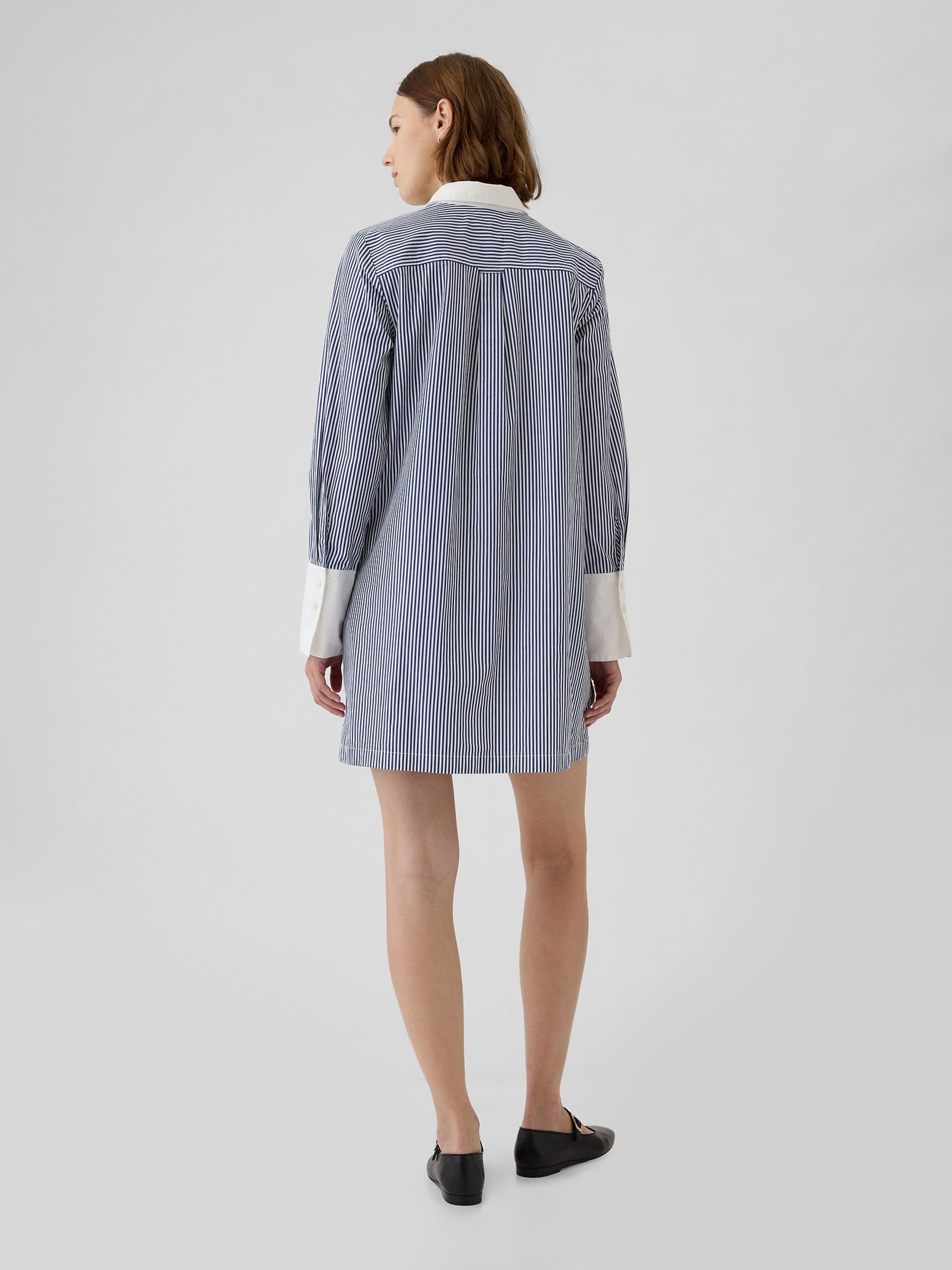 Blue Cotton Mini Shirt Dress - Image 2 of 4