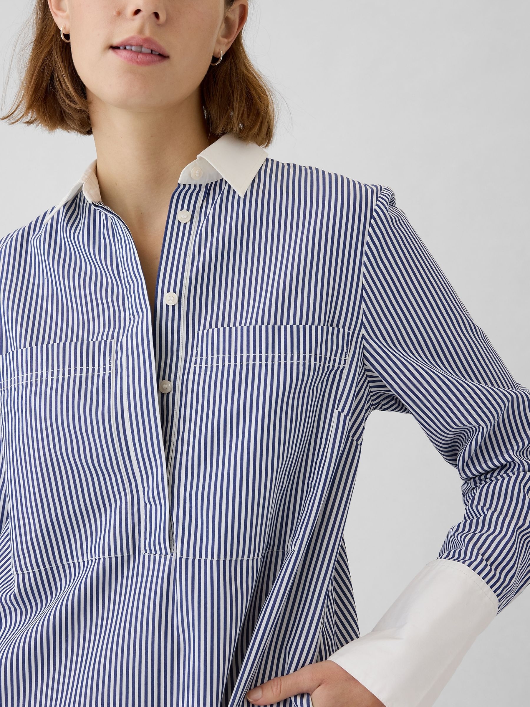 Blue Cotton Mini Shirt Dress - Image 4 of 4