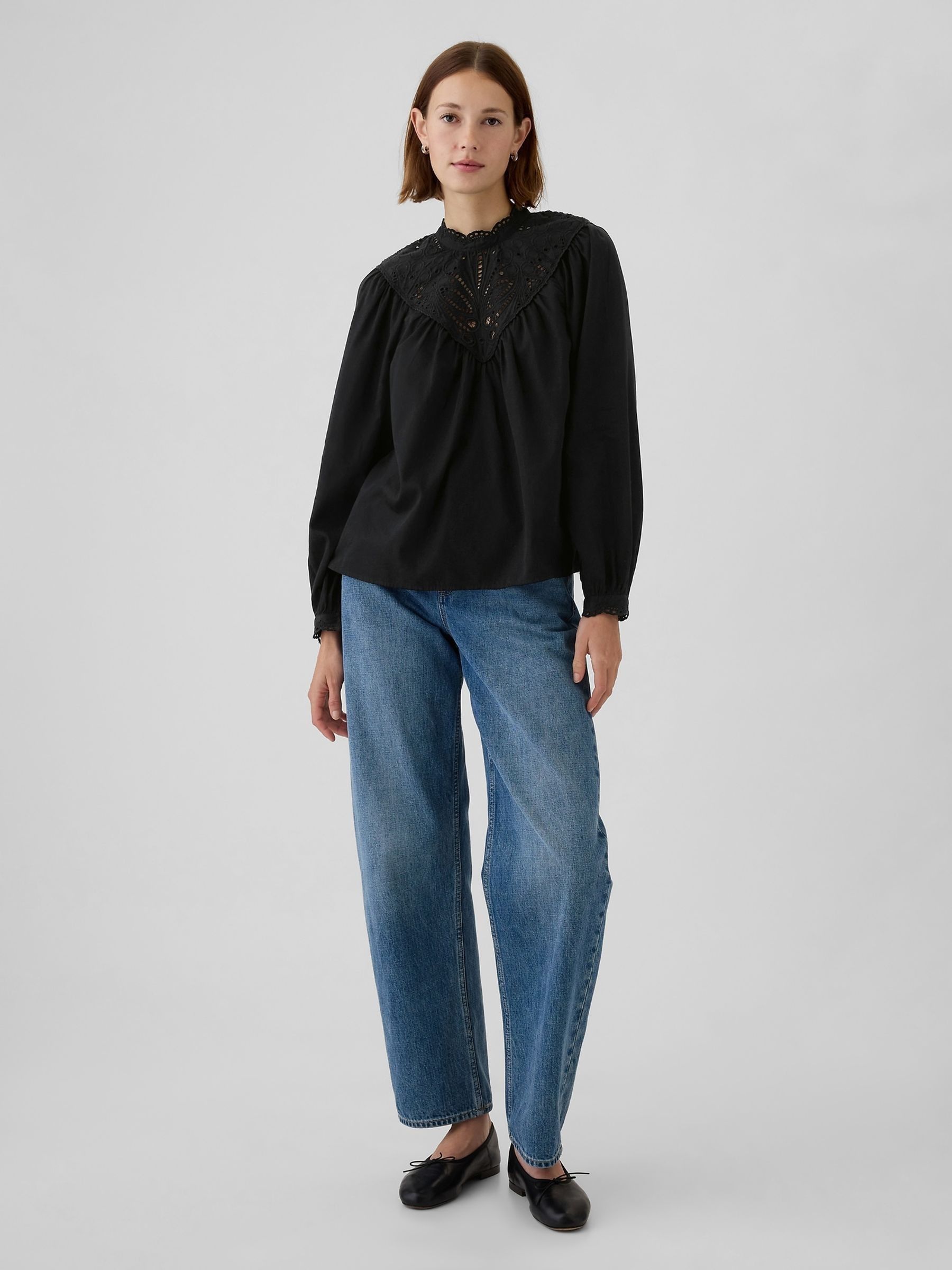 Black Crochet Long Sleeve Top - Image 3 of 5
