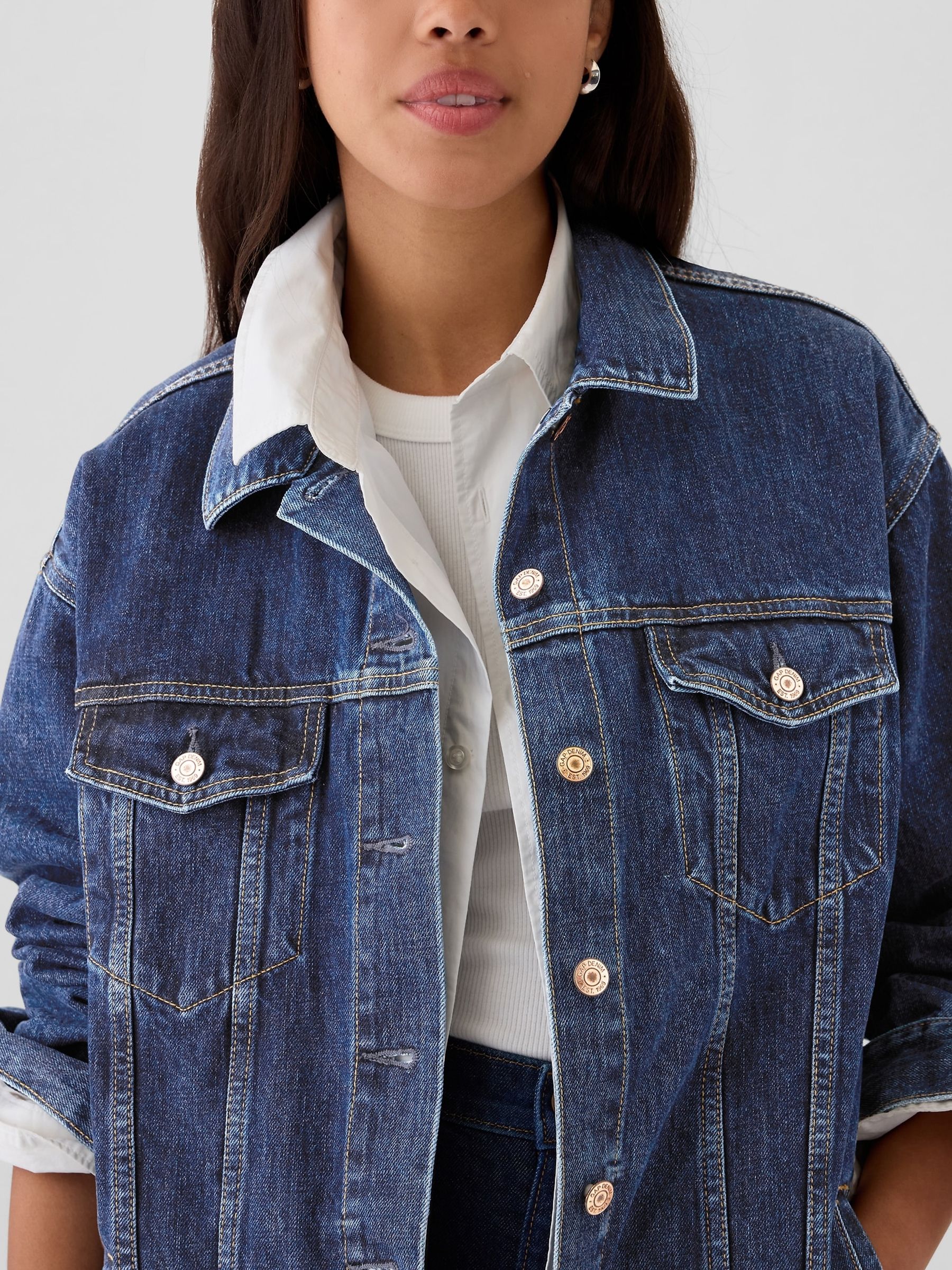 Blue Oversized Icon Denim Jacket - Image 4 of 7