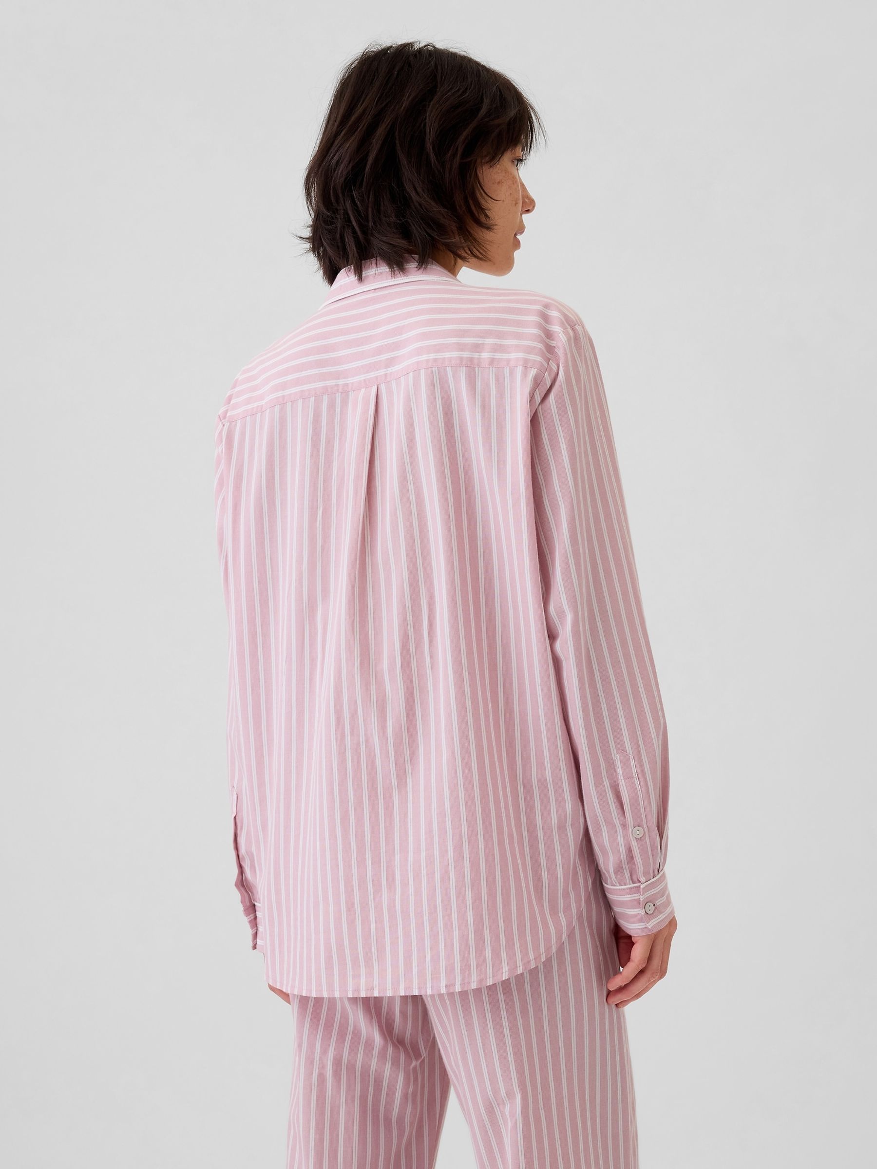 Pink Stripe 100% Cotton Poplin Pyjama Top - Image 2 of 5