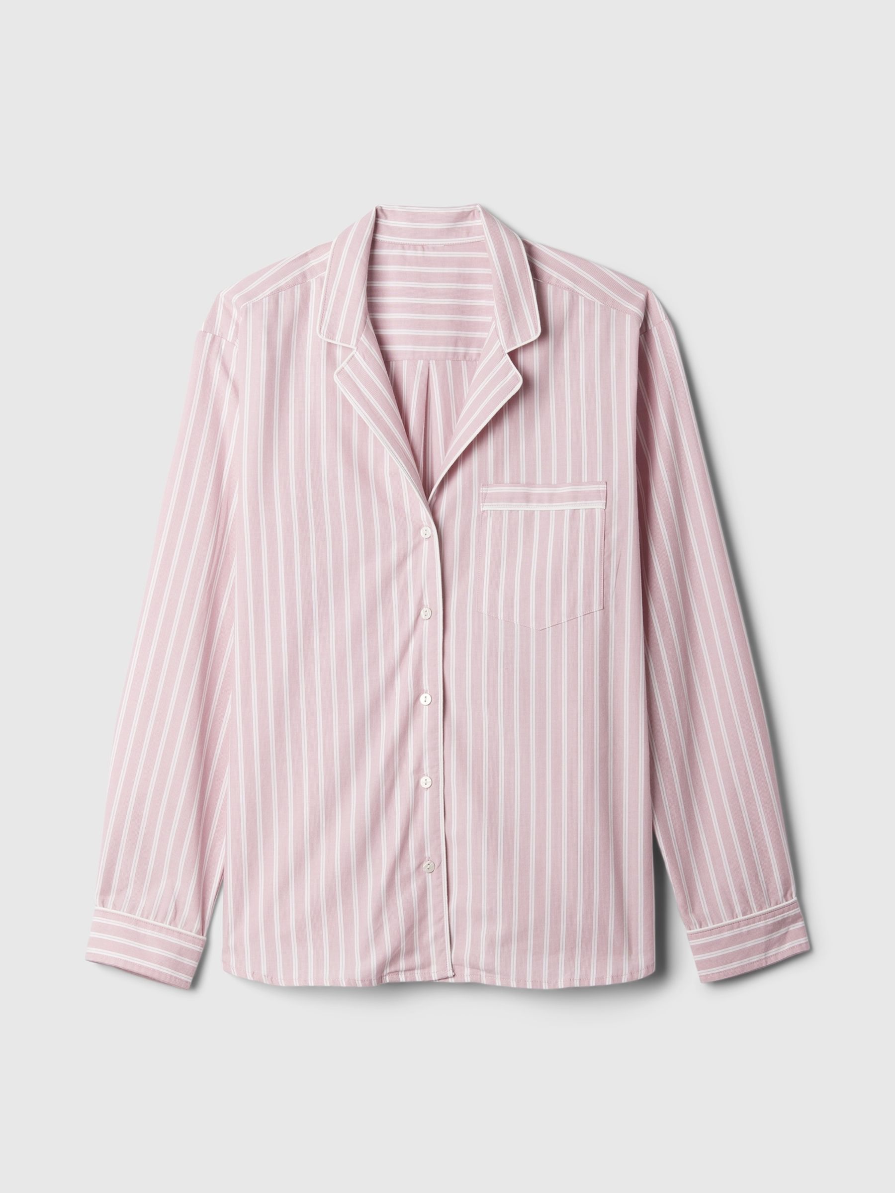 Pink Stripe 100% Cotton Poplin Pyjama Top - Image 5 of 5