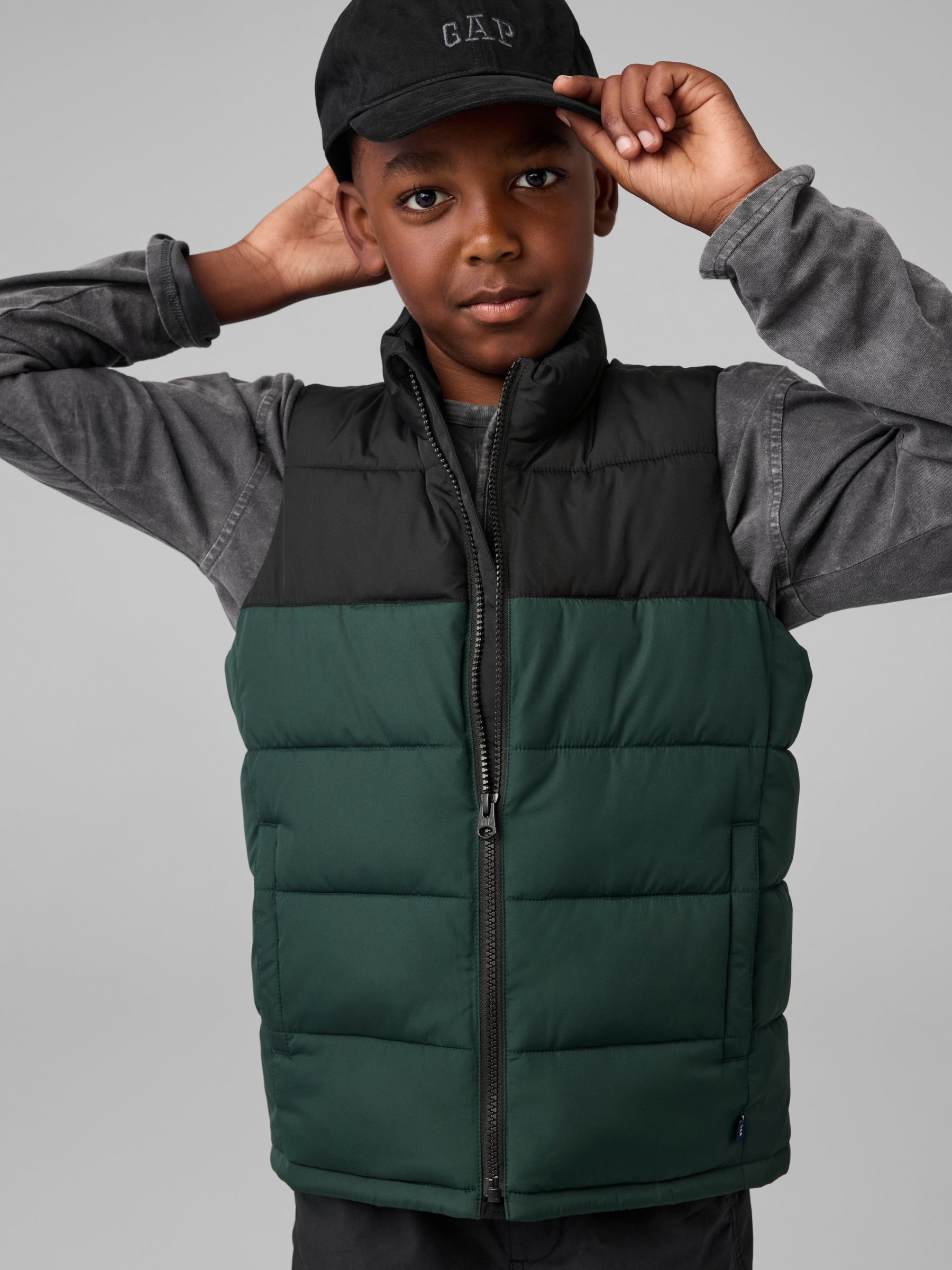 Green Cold Control Puffer Gilet (4-13yrs) - Image 4 of 5