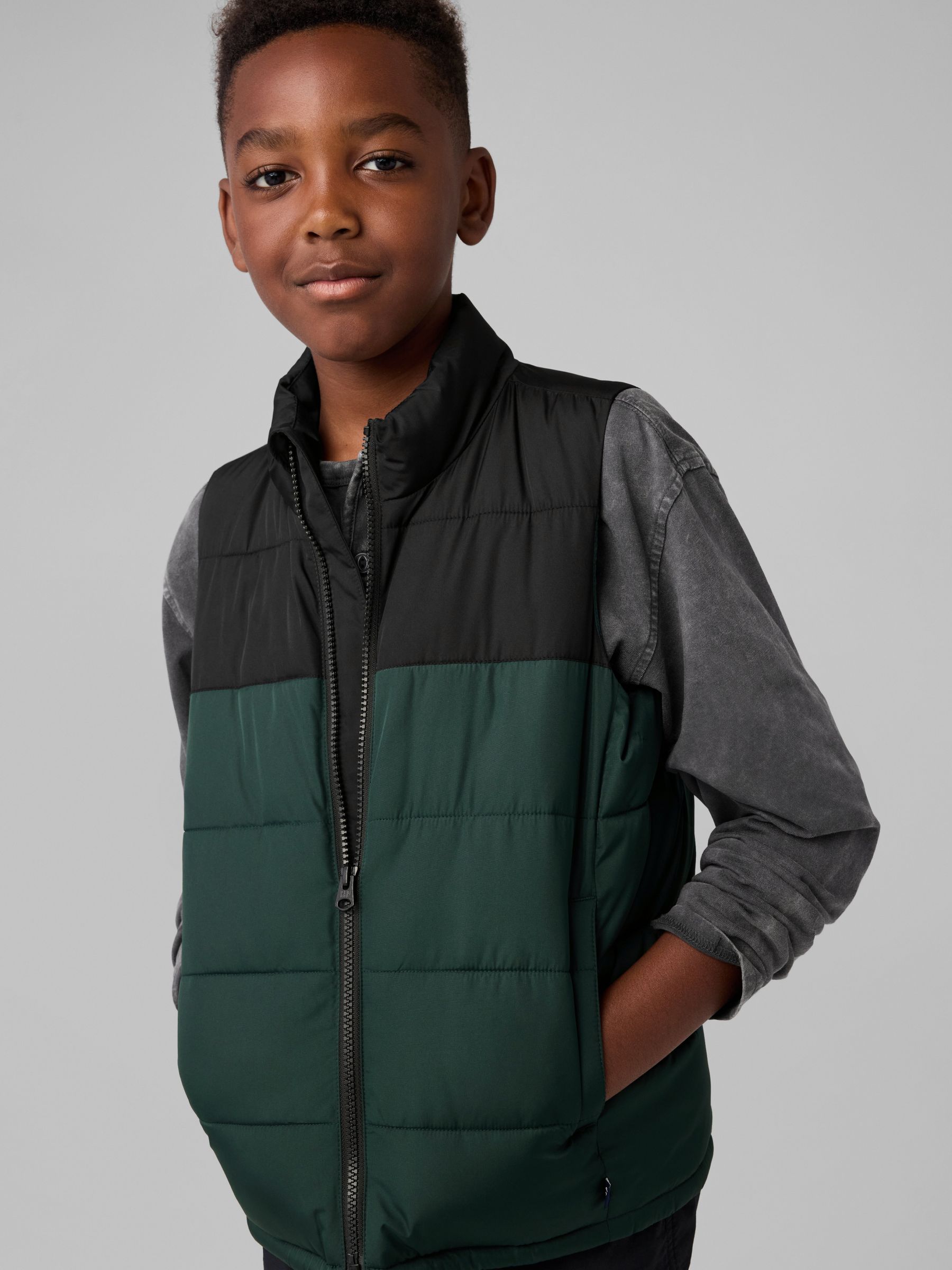 Green Cold Control Puffer Gilet (4-13yrs) - Image 5 of 5