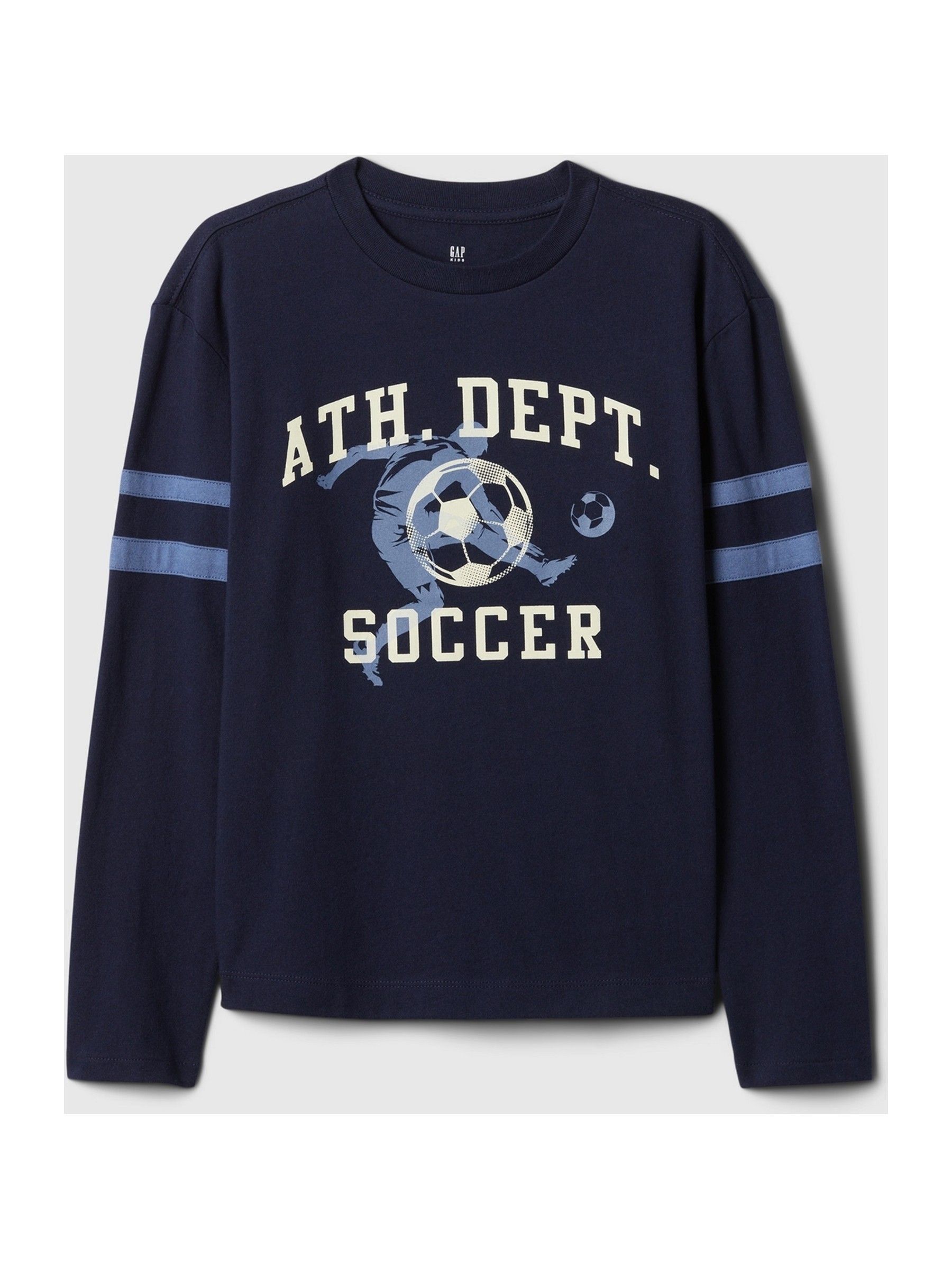 Navy/Blue Athletic Graphic Crew Neck Long Sleeve T-Shirt (4-13yrs) - Image 1 of 3