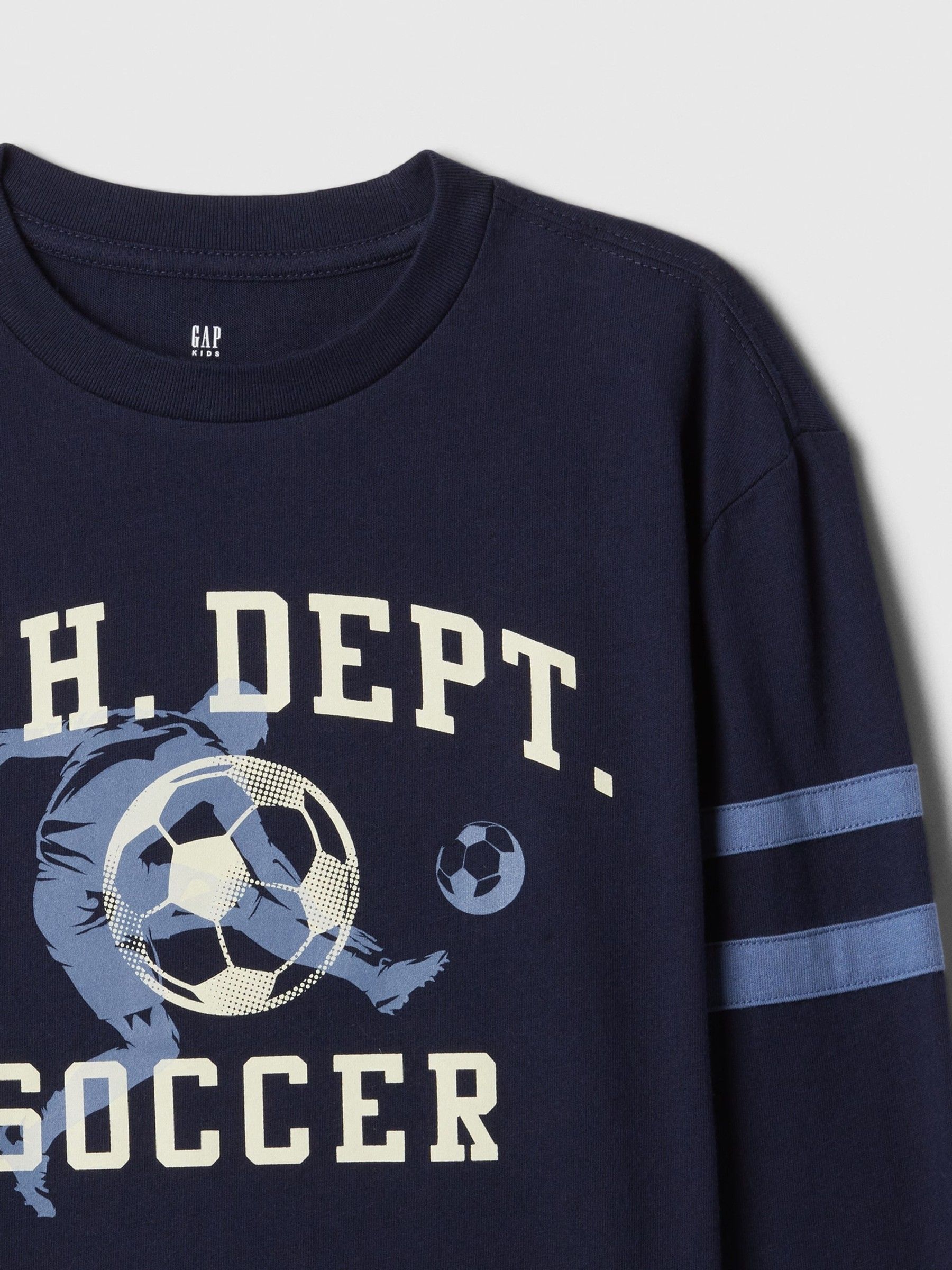 Navy/Blue Athletic Graphic Crew Neck Long Sleeve T-Shirt (4-13yrs) - Image 3 of 3